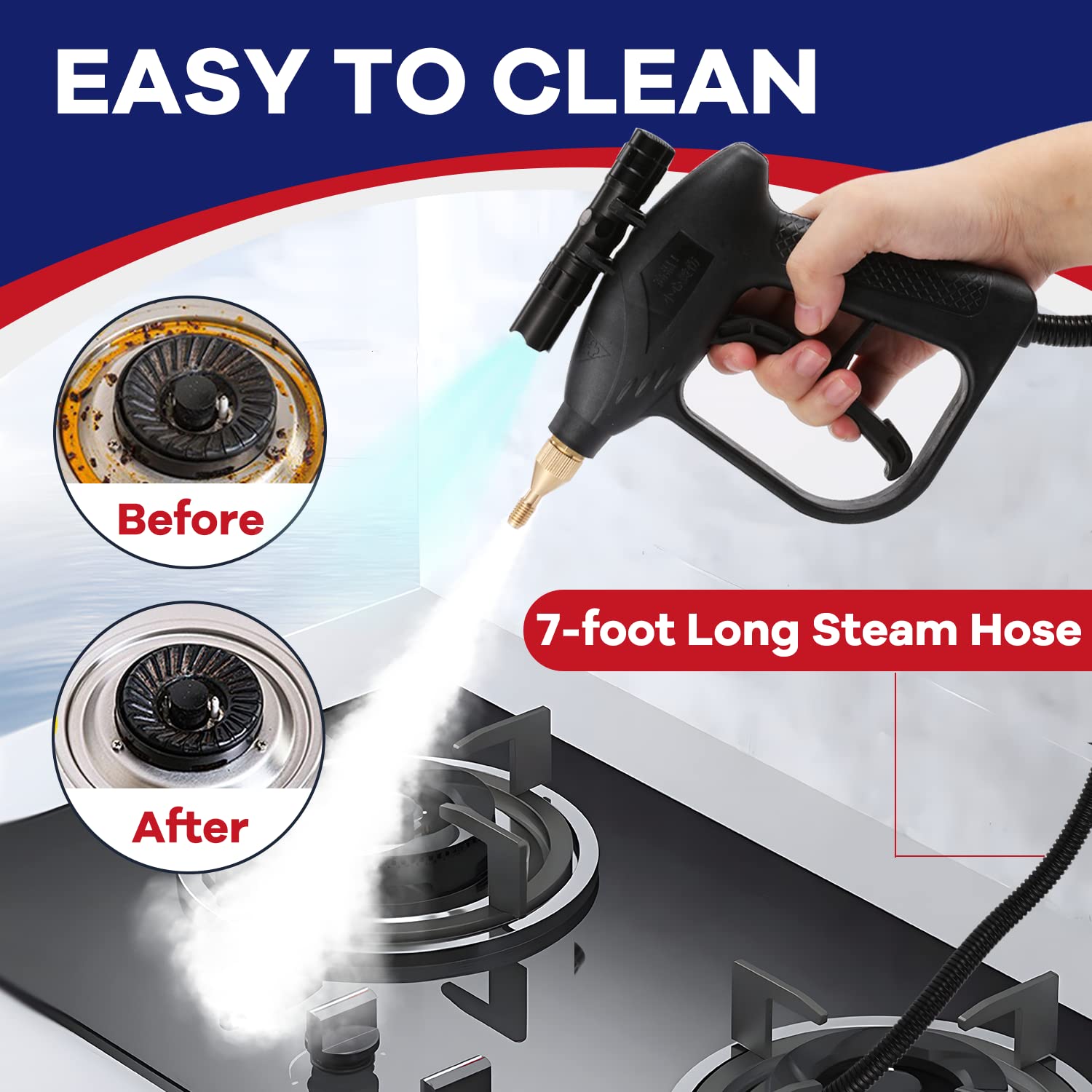 Moongiantgo 2-in-1 Handheld Steam Cleaner - 1500W High Power Steamer for Home Cleaning, Sanitizing Floors, Tiles, Grout, Windows & More | Portable Multi-Surface Steam Mop with Quick Heat Technology