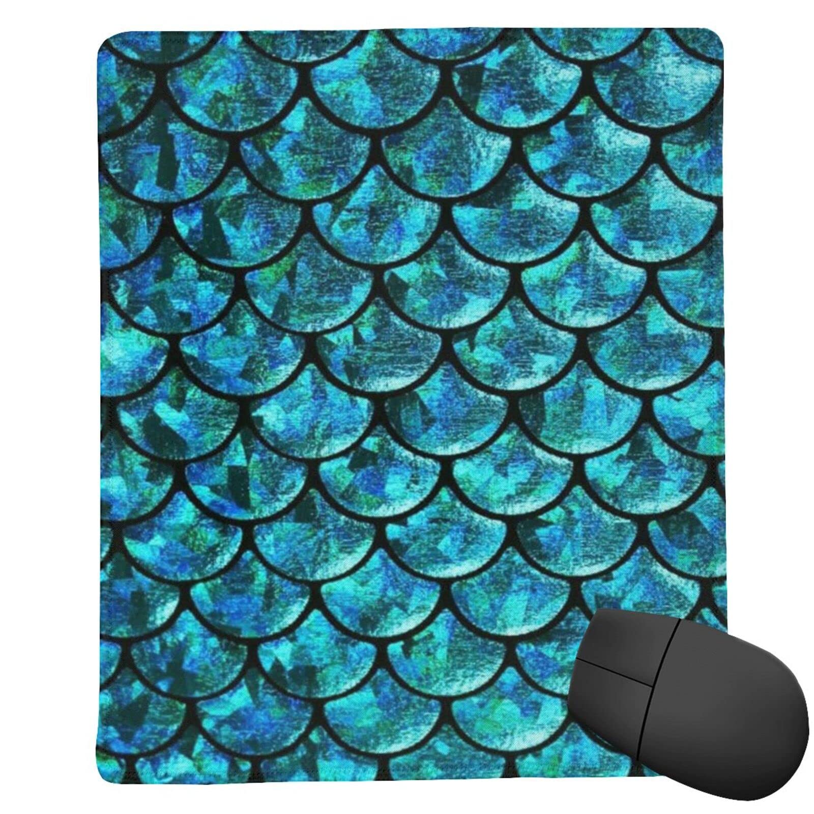 Turquoise Mermaid Scales Mouse Pad 25x30cm - Non-Slip, Thickened Desk Pad for Office & Gaming - Durable Printing That Won't Fade or Deform - Perfect for Workstations, Home Offices & PC Gaming Setups