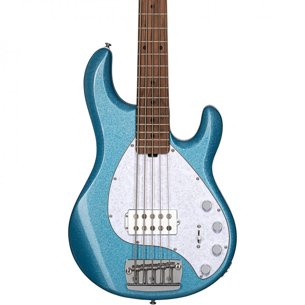 Sterling by Music Man RAY34-BSK-M2 4-String Bass Guitar - Right Handed, Blue Sparkle Finish | Professional Electric Bass for Live Performances, Studio Recording & Music Practice