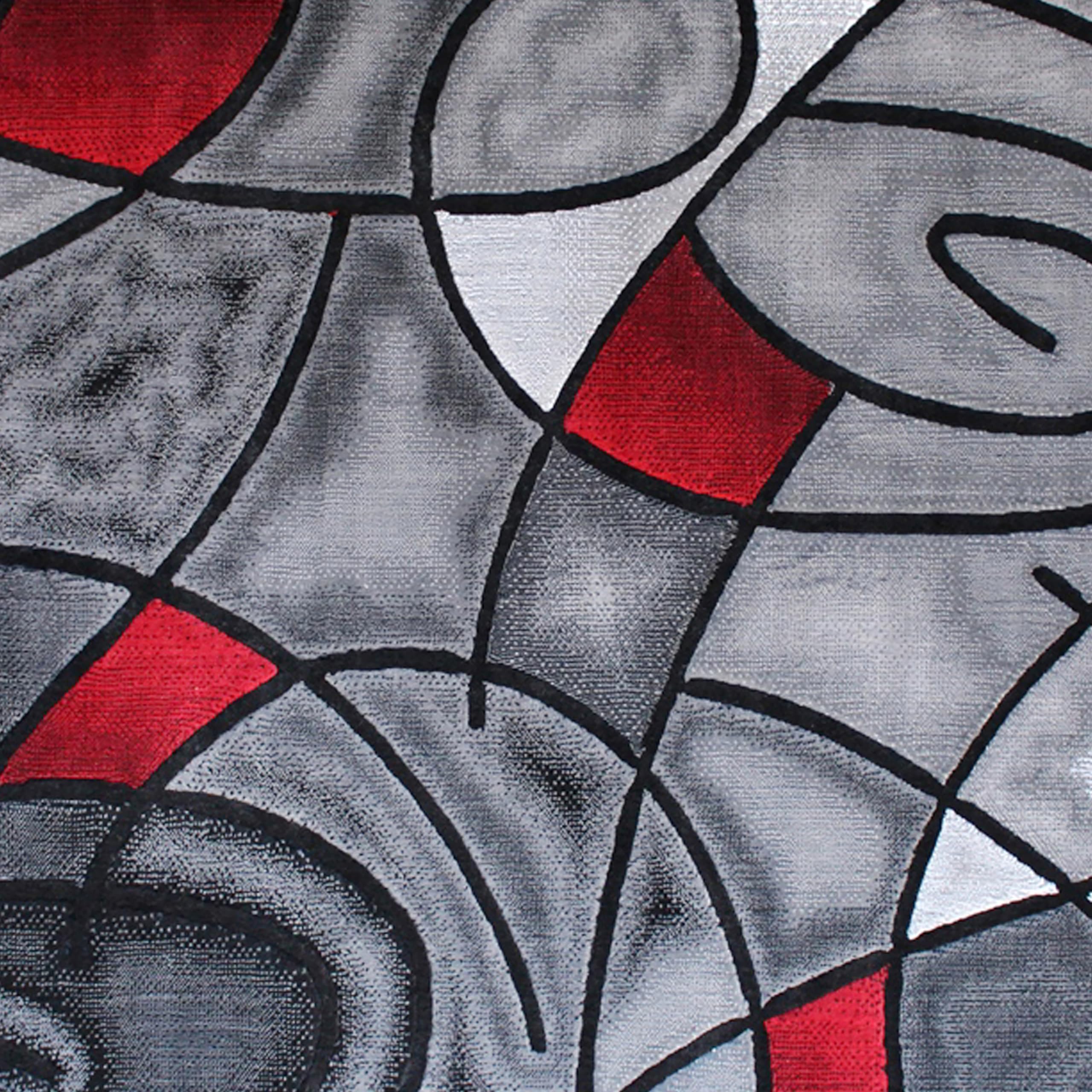 8' x 10' Red Abstract Area Rug - Soft Olefin Rug with Non-Slip Jute Backing - Perfect for Living Room, Bedroom & Family Room - Adds Modern Style to Any Home Decor