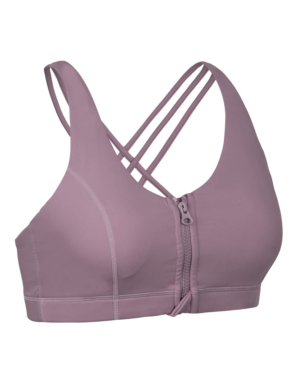 Coastal Rose Women's Zip Front Sports Bra - Criss Cross Yoga Workout Top for Running, Gym & Fitness Training | Breathable Support for High-Intensity Exercise