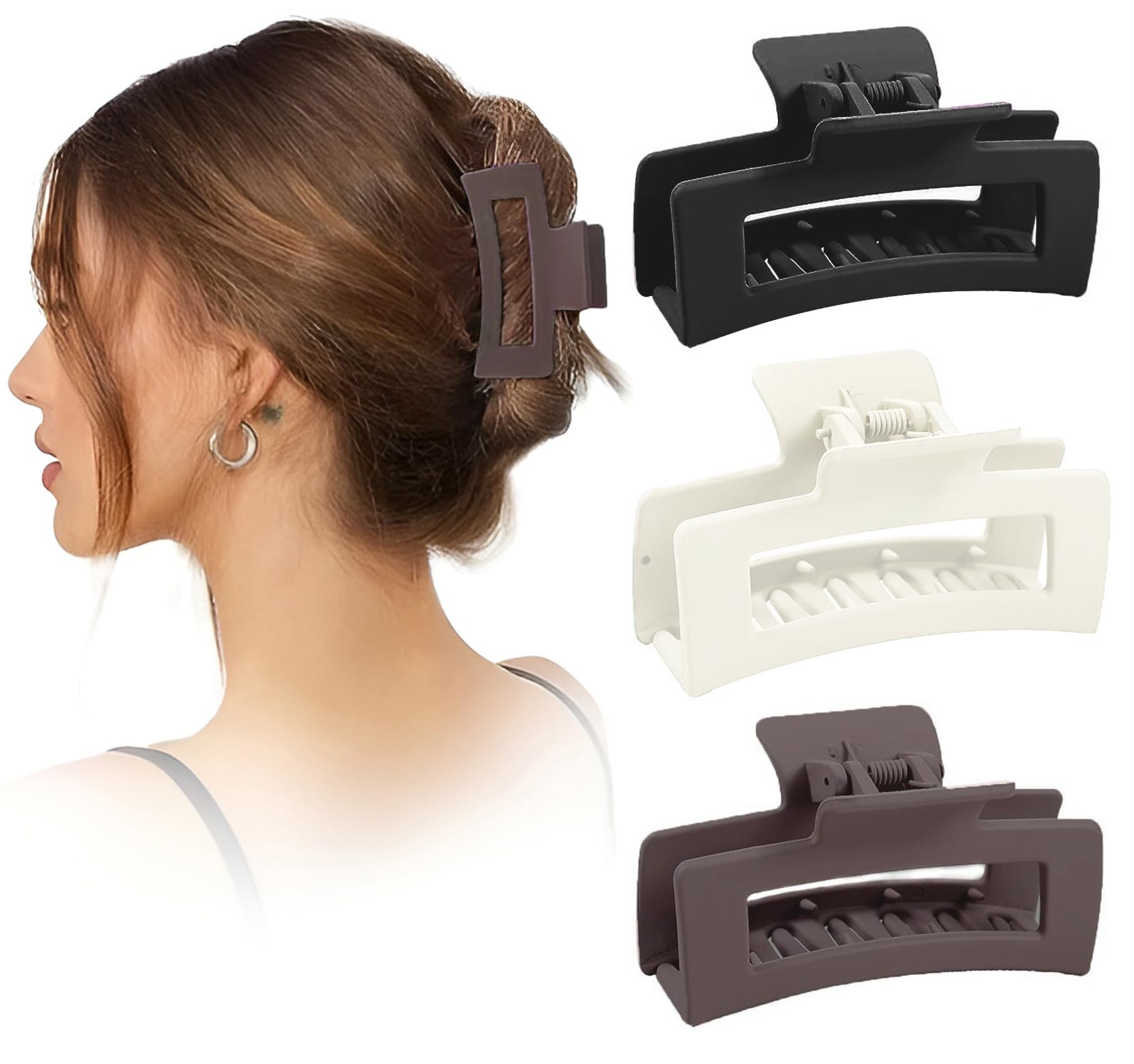 Korean Style Large Hair Claw Clip - 3 Pack Red Chimes Hair Clutcher for Women & Girls, Thick Hair Accessories | Perfect for Updos, Ponytails & Everyday Hairstyles