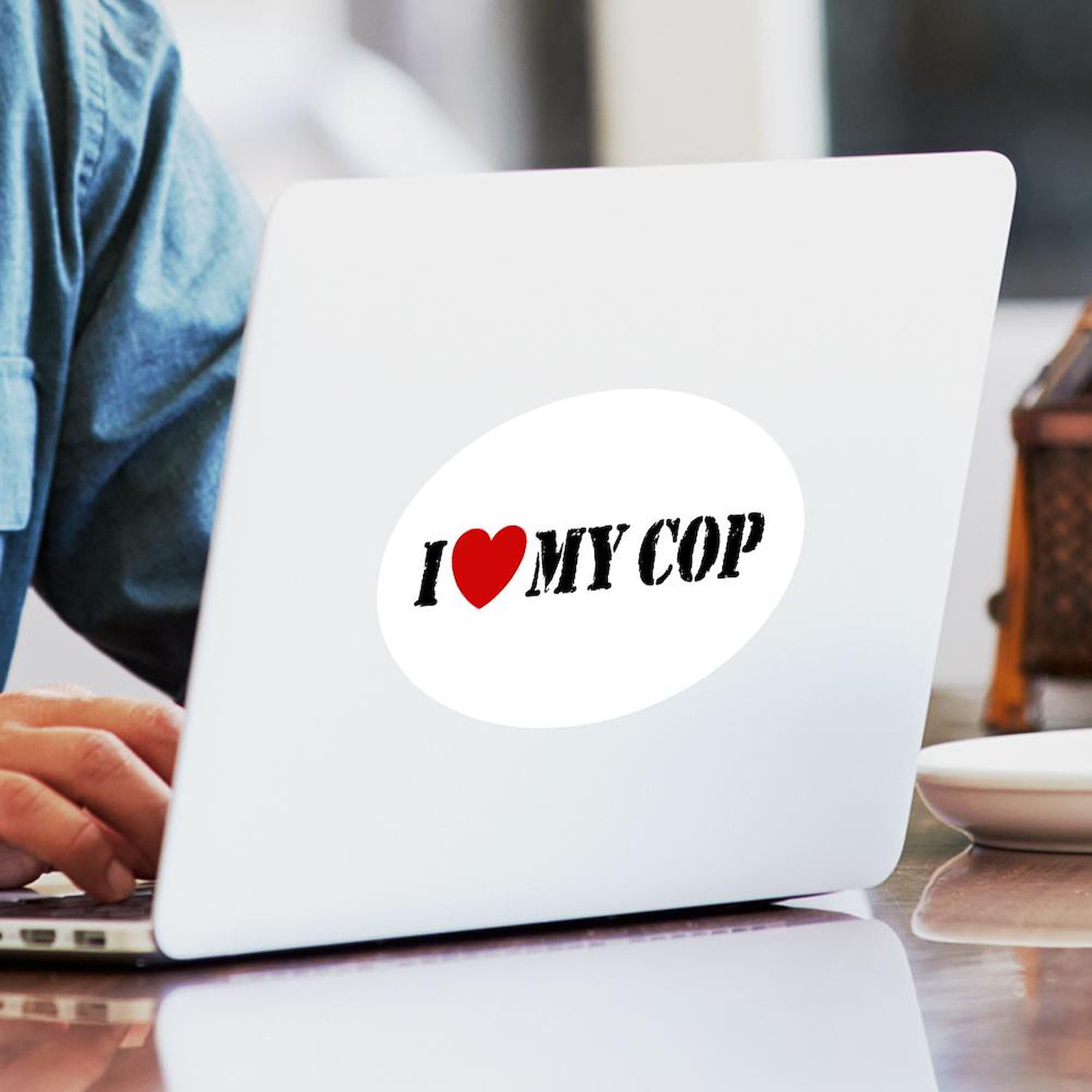 I Love My Cop Oval Sticker - Vinyl Bumper Decal for Cars, Trucks & Windows - Show Support for Law Enforcement Officers - Perfect for Police Appreciation Gifts & Back the Blue Events