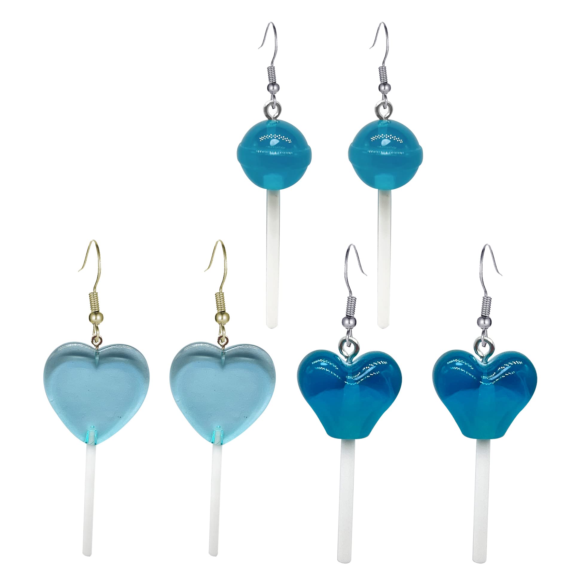 Sweet Lollipop Candy Drop Earrings for Women - Cute Resin Heart Dangle Earrings, 80s 90s Retro Style Valentine's Day Gift - Perfect for Parties, Cosplay & Everyday Fashion Accessories