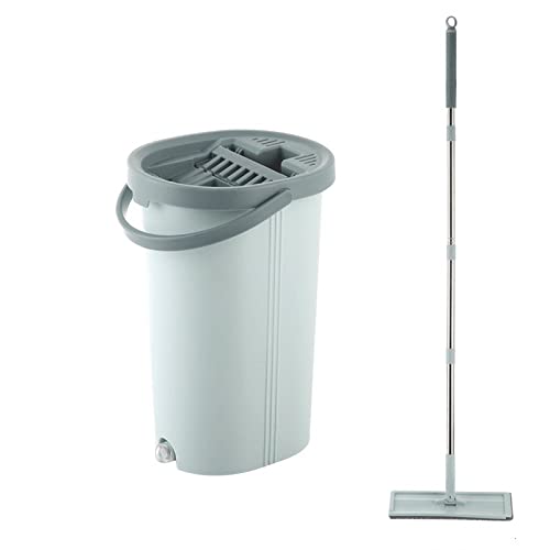 Magic Self-Cleaning Flat Mop with Bucket - Hands Free Wringing System for Effortless Floor Cleaning (Green) - Perfect for Hardwood, Tile & Laminate Floors in Homes & Offices