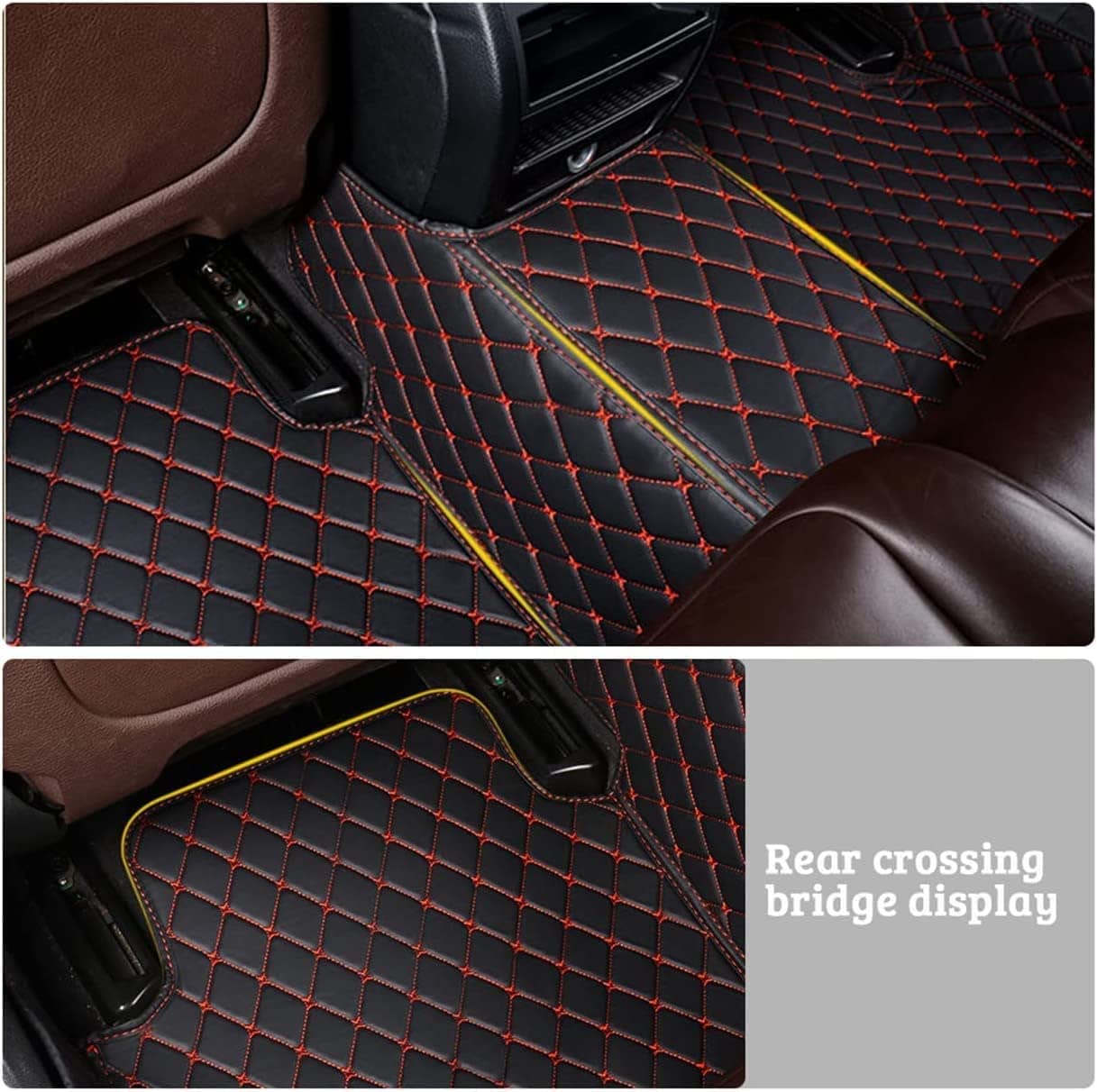 Premium Custom Floor Mats for Volkswagen Jetta 2006-2012 - Luxury Leather, Waterproof & Non-Slip Full Coverage Car Floor Liners (Black & Red) - Perfect for All-Weather Protection & Enhanced Interior Style