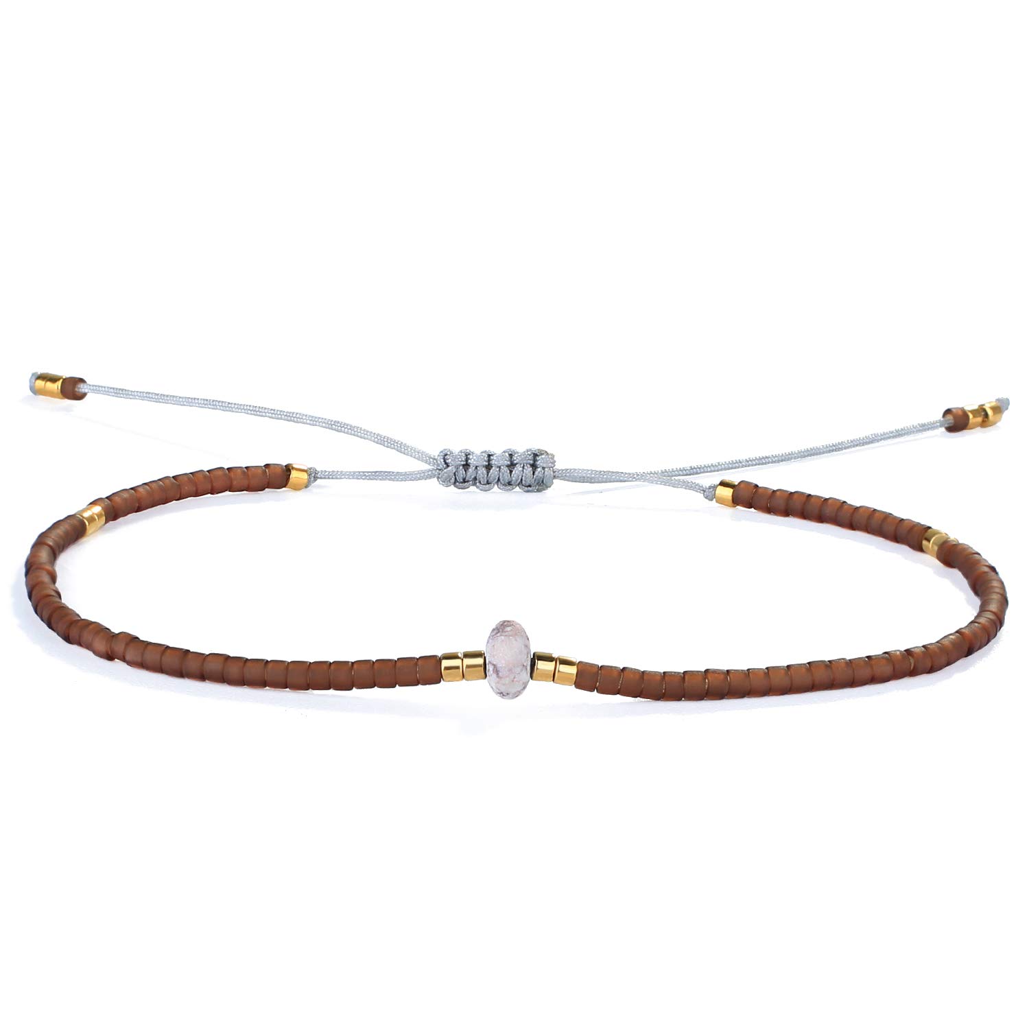KELITCH Agate Seed Beads Friendship Bracelets for Women - Thin Boho Beaded Bracelet Set - Handmade Stretchy Adjustable Wristbands - Perfect for Beach, Summer, Yoga, and Everyday Wear
