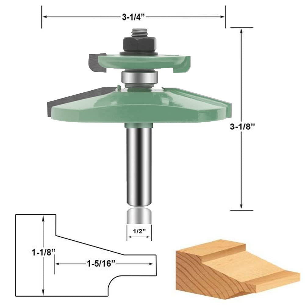 OLETBE 3-Piece Router Bit Set - 1/2-Inch Shank Round Over, Raised Panel, Cabinet Ogee Door Rail & Stile Woodworking Bits | Carbide Wood Cutter & Groove Tongue Milling Tool | Perfect for Cabinet Making, Door Framing & Furniture Crafting