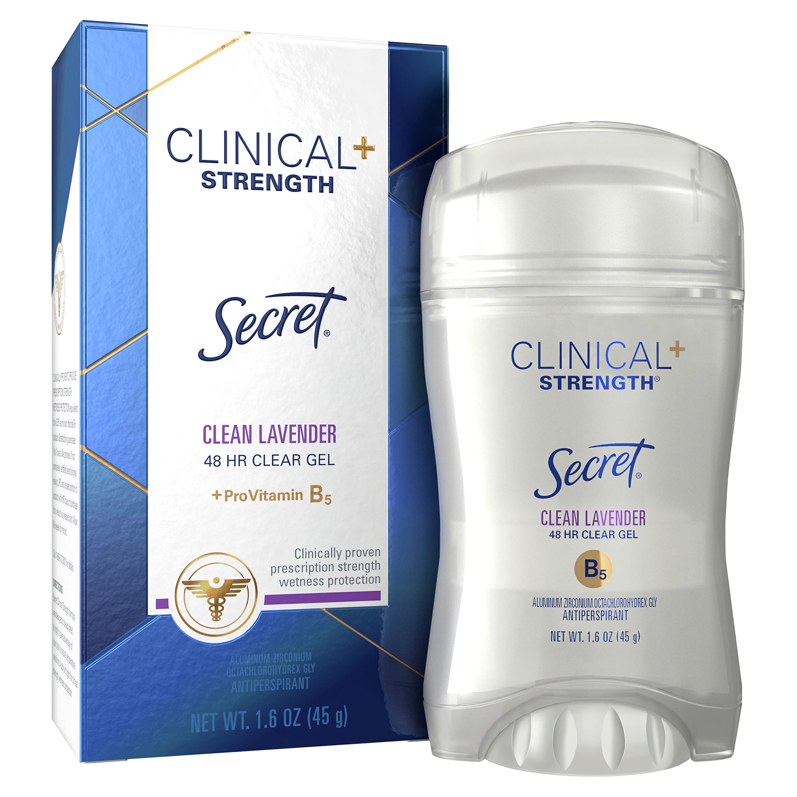 Secret Clinical Strength Clear Gel Antiperspirant & Deodorant for Women - Strong 72-Hour Wetness & Odor Protection - Clean Lavender Scent, 1.6 oz (12 Pack) - Ideal for Gym, Work & Daily Active Lifestyle