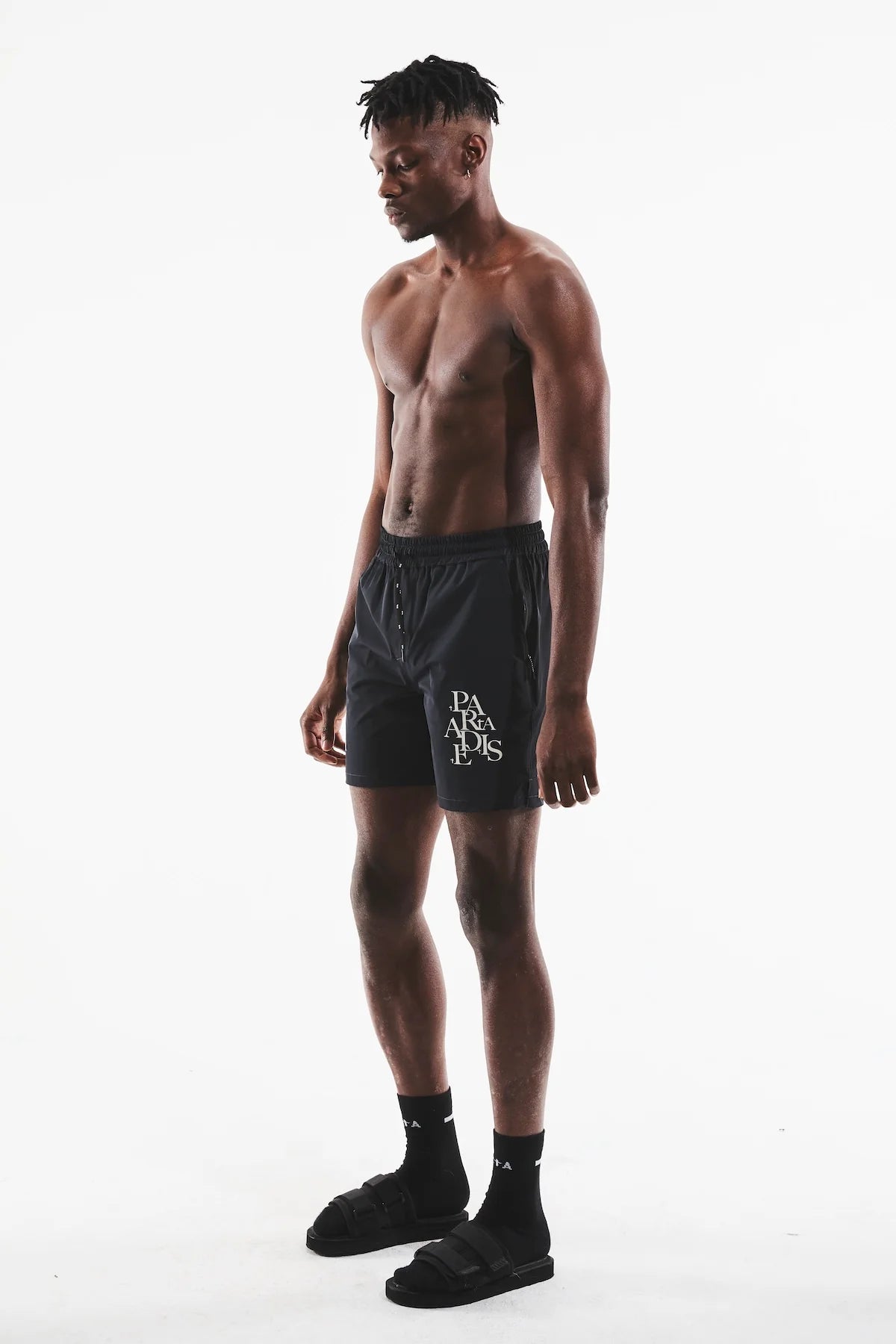 RTA Matt Black Cross Paradise Shorts for Men - Trendy Streetwear Fashion with Comfortable Fit - Perfect for Casual Outings, Gym, and Summer Wear