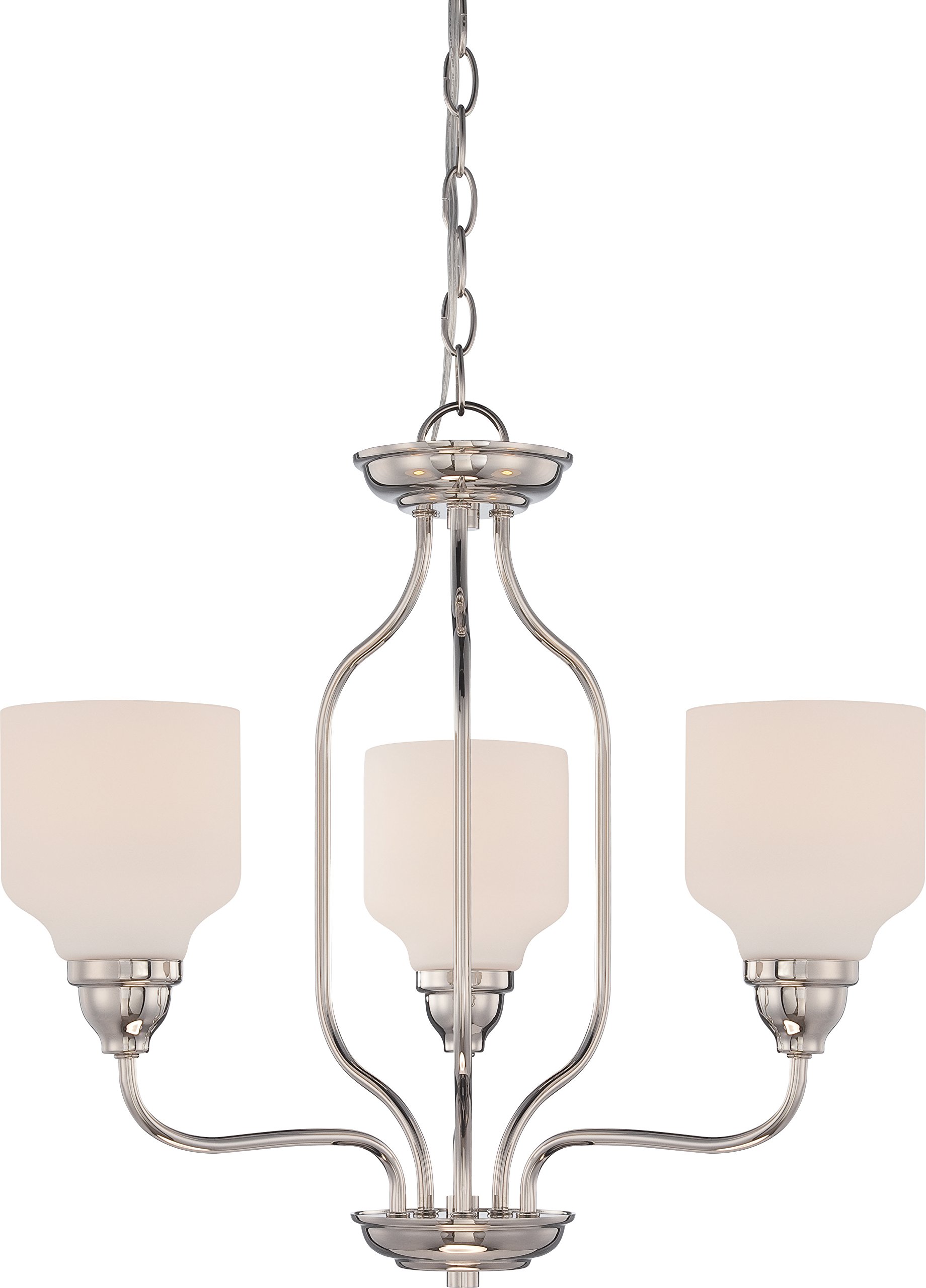 Nuvo 62/389 3-Light Chandelier in Polished Nickel - Elegant Dining Room & Bedroom Ceiling Light Fixture