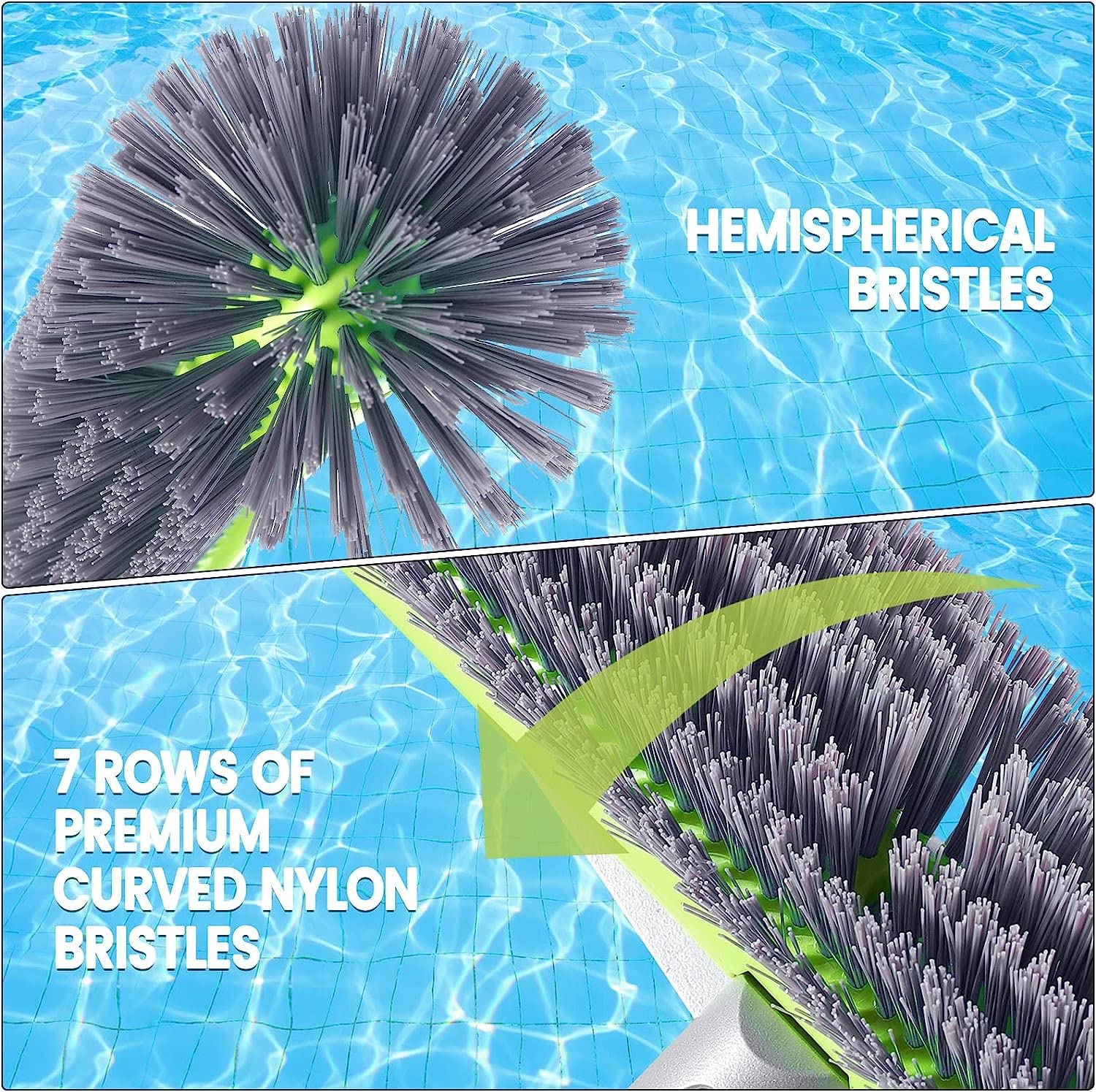 Professional Swimming Pool Brush Head with Round Ends - 17.5