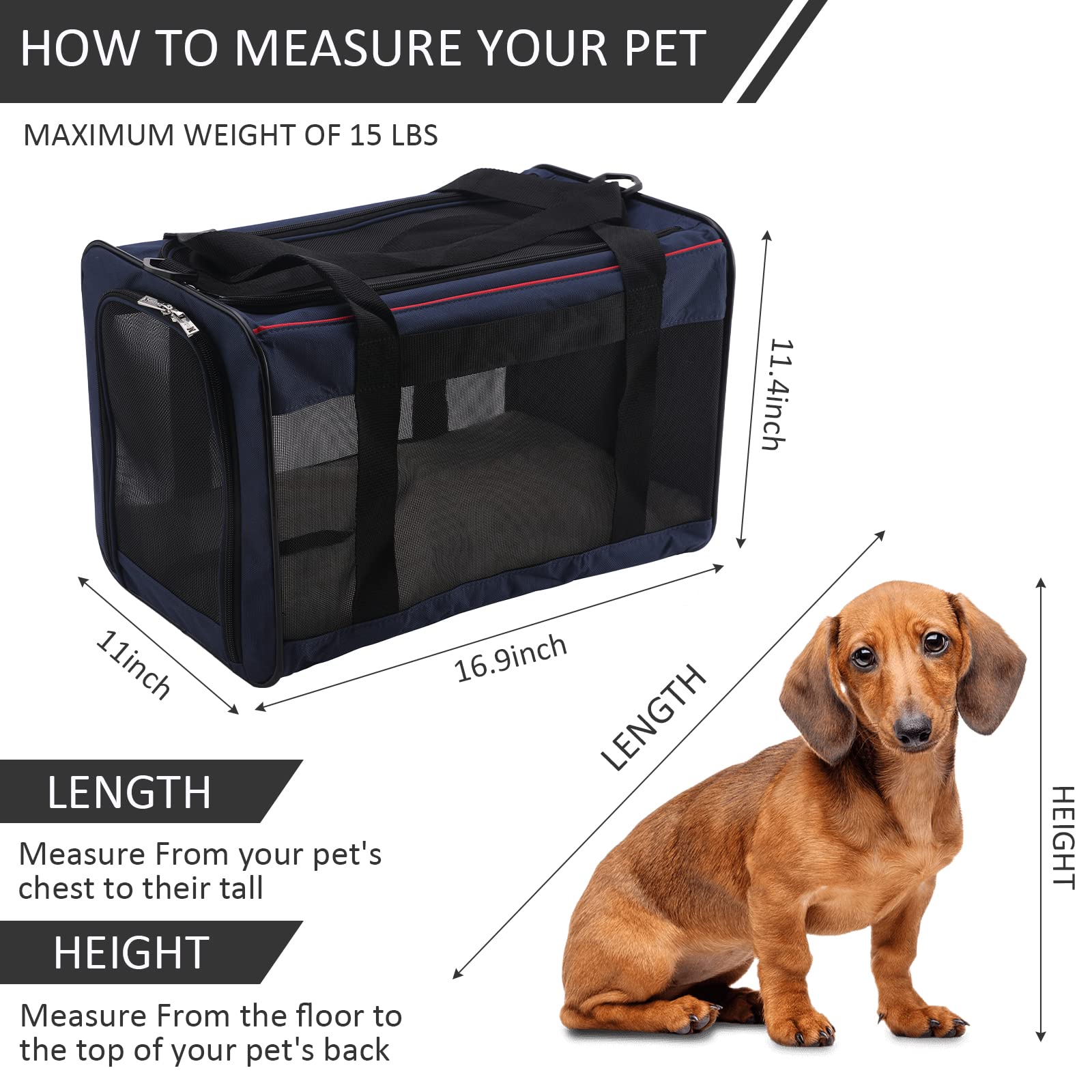 Airline Approved Foldable Pet Carrier for Cats & Dogs Up to 17lbs - Durable 4-Sided Mesh Travel Bag with Soft Wool Felt, Portable Dog Crate for Car, Plane & Outdoor Adventures