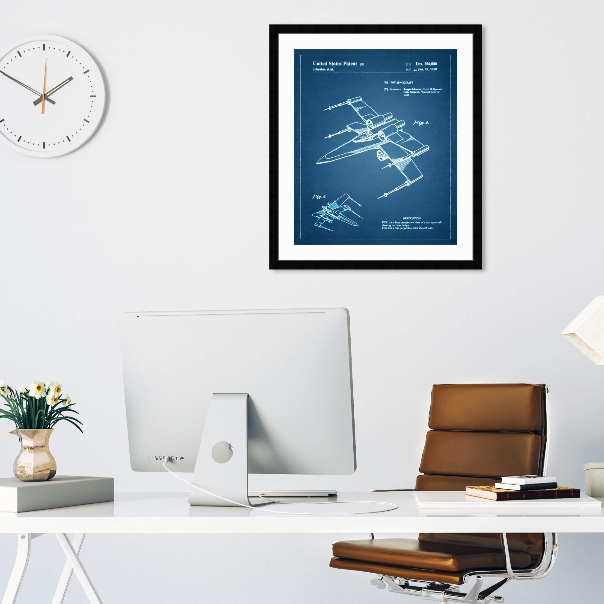 Oliver Gal Artist Co. 'Spacecraft 1980' Framed Blueprint Wall Art - 26