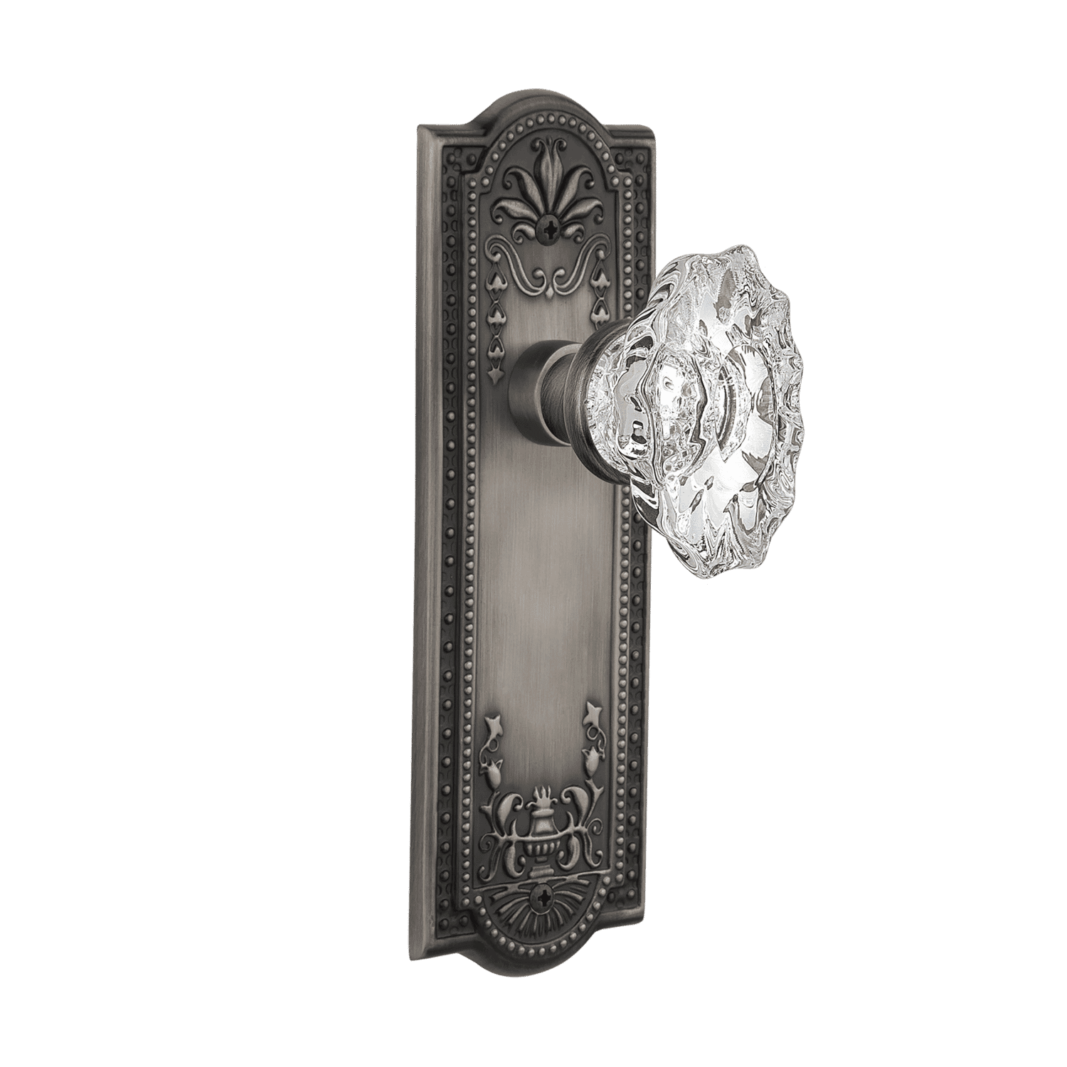 Antique Pewter Meadows Long Plate with Chateau Knob - Elegant Dining Tableware for Fine Dining & Formal Dinner Parties