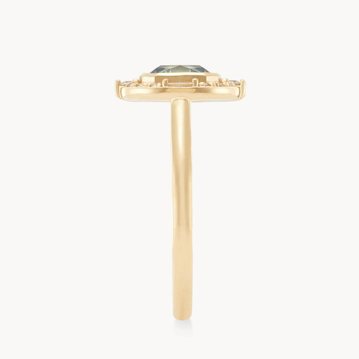 Moonlit Bliss Unique 14K Yellow Gold Ring with Mint Green Sapphire – Perfect for Weddings, Anniversaries & Special Occasions