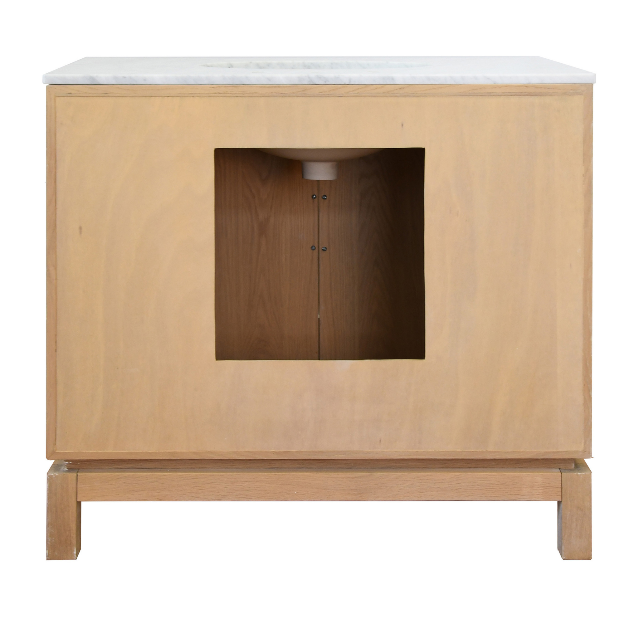 Bixby Cerused Oak Art Deco Bathroom Vanity Cabinet with Marble Top - Modern Vintage Style Bathroom Storage for Small Spaces & Master Bathrooms