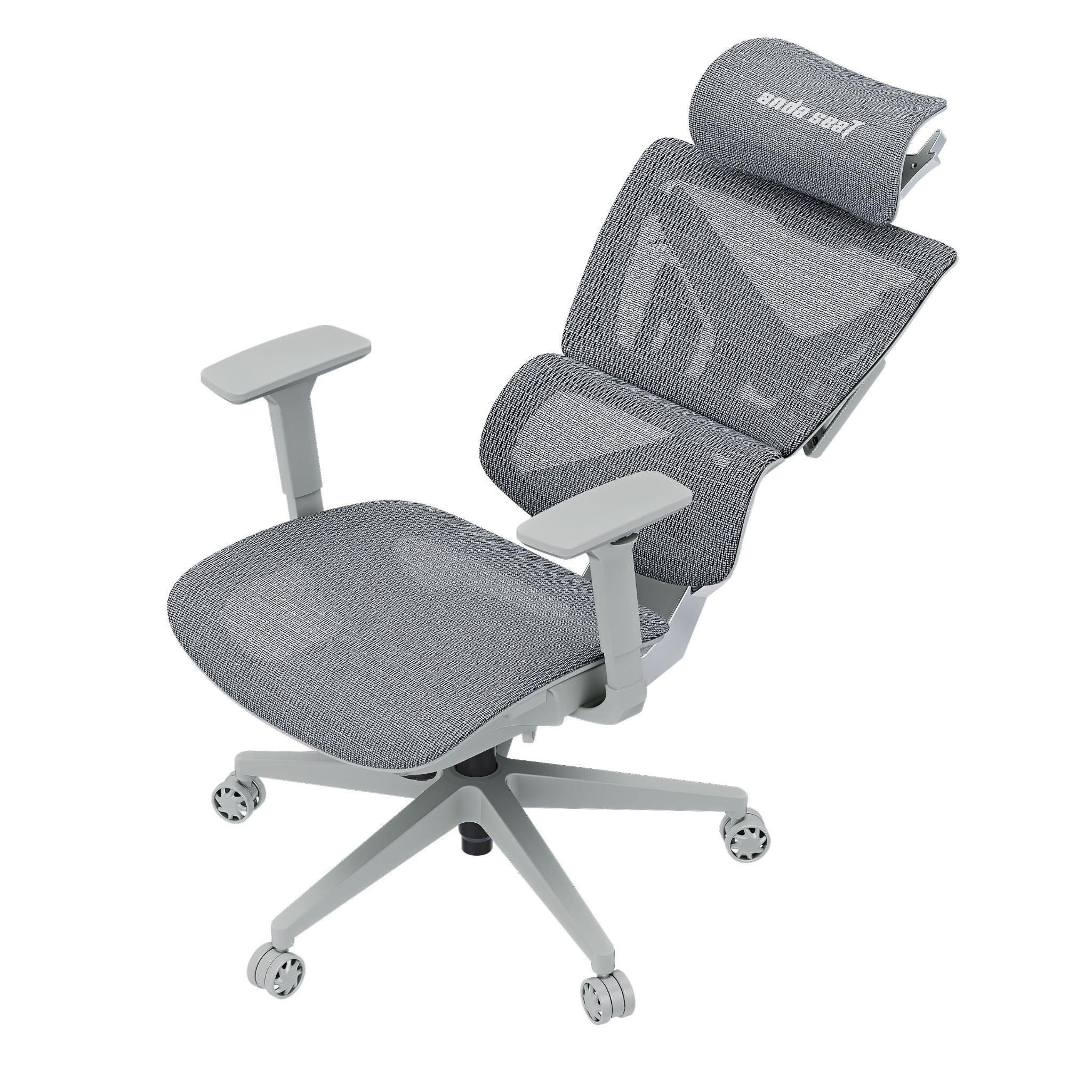 Anda Seat X Air Mega Gaming Chair - Ergonomic Mesh Office Chair with Lumbar Support - Adjustable Height & Reclining Back - Ash Grey - Perfect for PC Gaming, Home Office & Streaming Setup