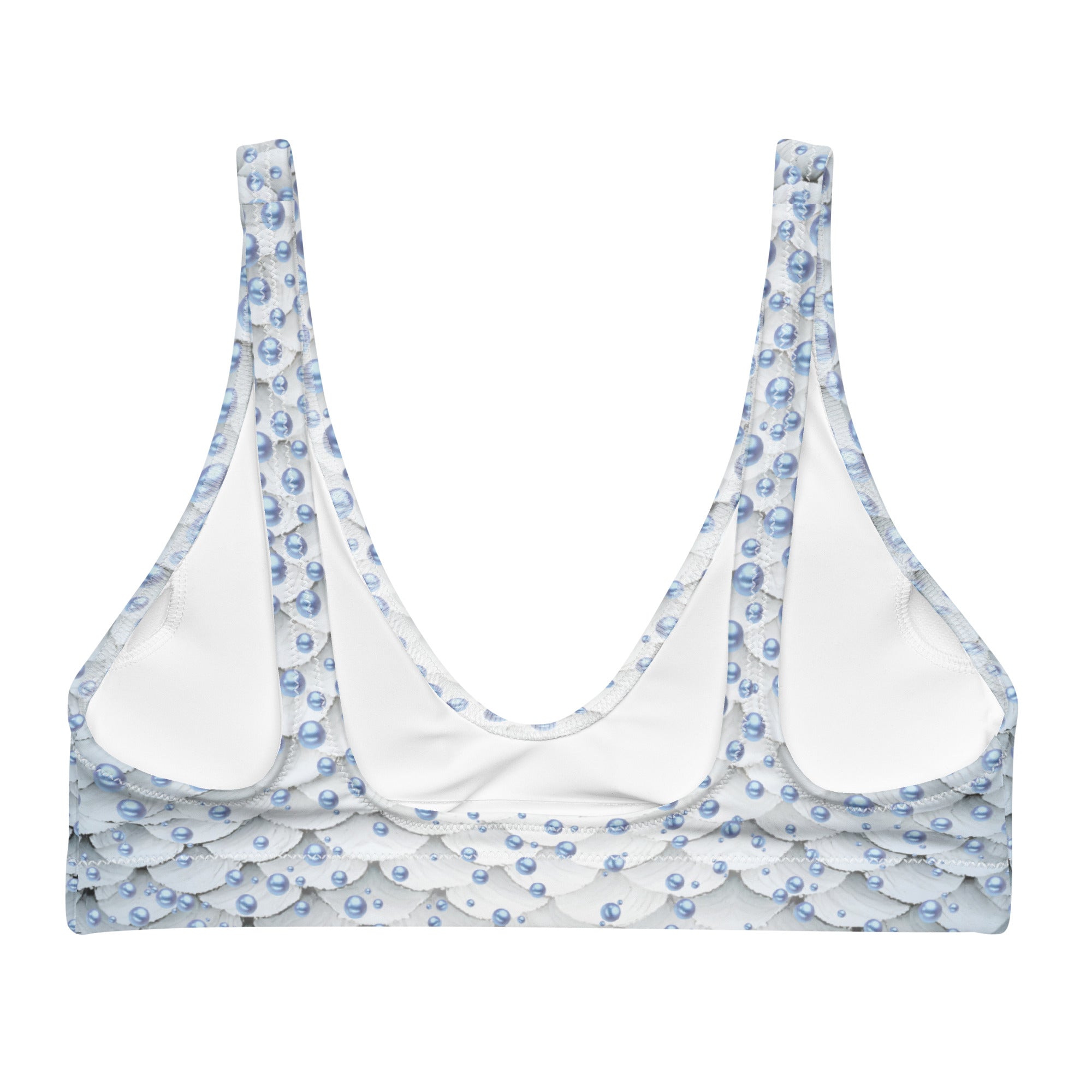 Wailea Women's Recycled Padded Bikini Top with Pearls - Sustainable Swimwear for Beach, Pool & Summer Vacations