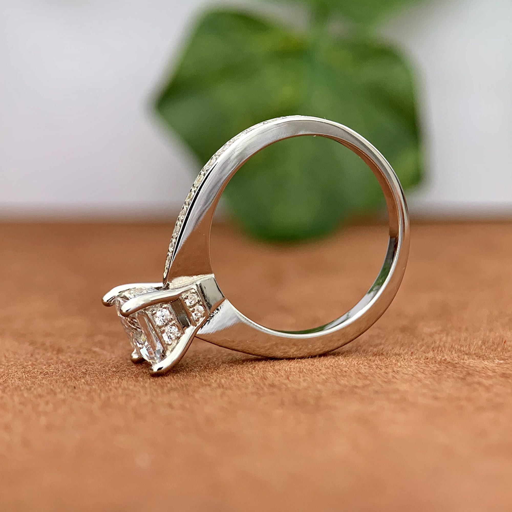 14K Moissanite Engagement Ring - 1 Carat Princess Cut Solitaire Ring for Women in 14K White Gold | Wedding, Proposal, Anniversary Gift Idea