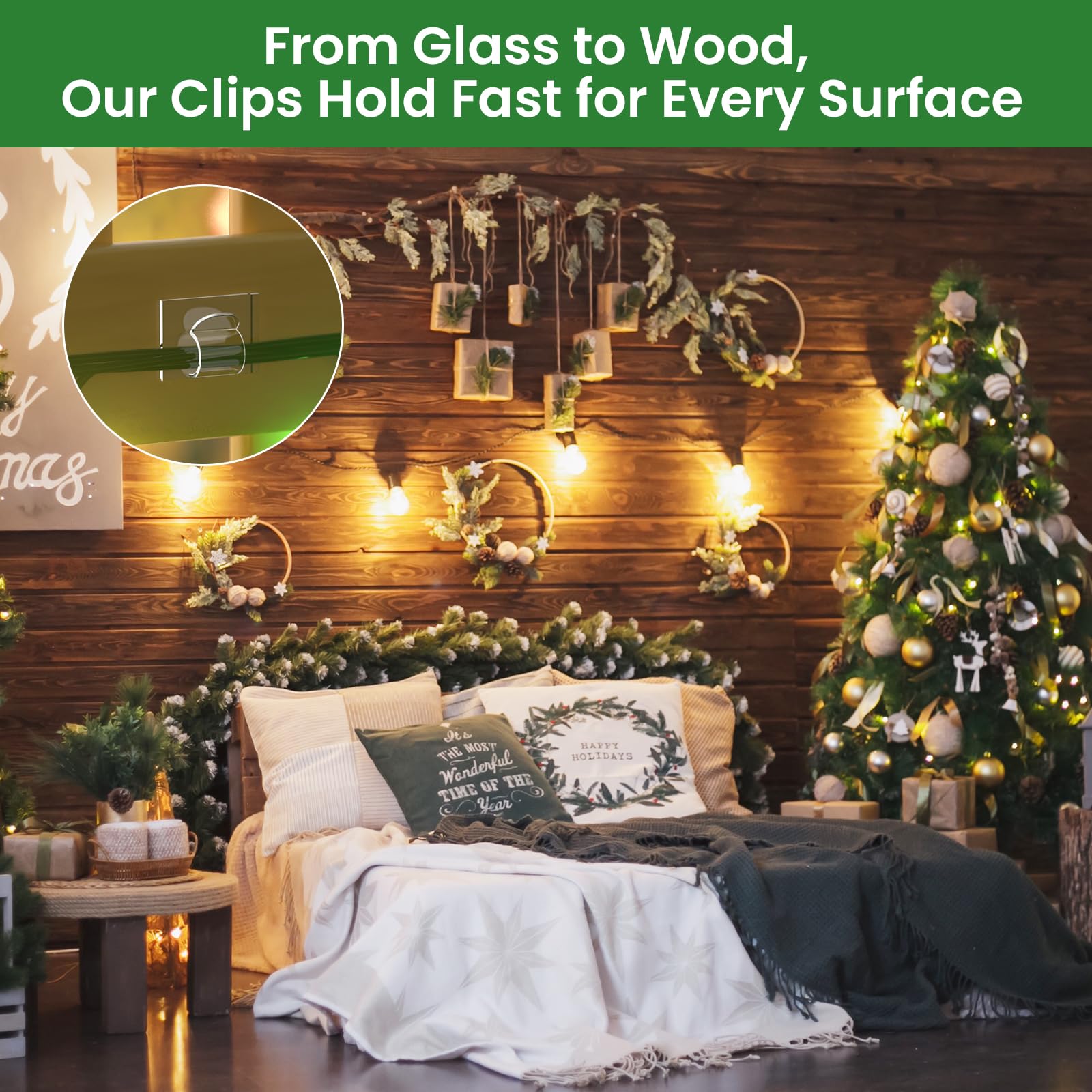35Pcs Clear Adhesive Hooks for Outdoor String Lights - Heavy Duty Waterproof UV-Resistant Cable Clips for Christmas Decorations, Rope Organizer - Perfect for Patio, Garden & Holiday Lighting