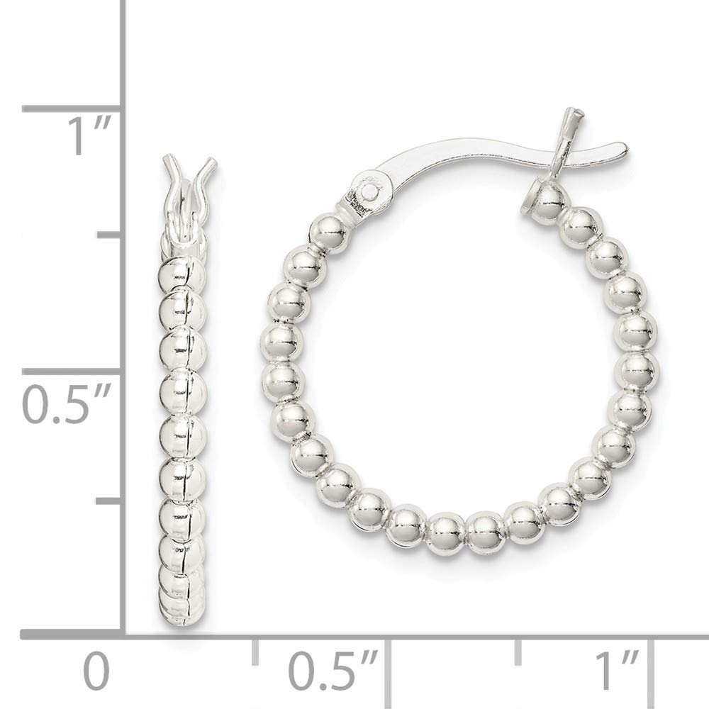 925 Sterling Silver Polished Beaded Hoop Earrings for Women - Elegant Everyday Jewelry for Work, Date Night & Special Occasions