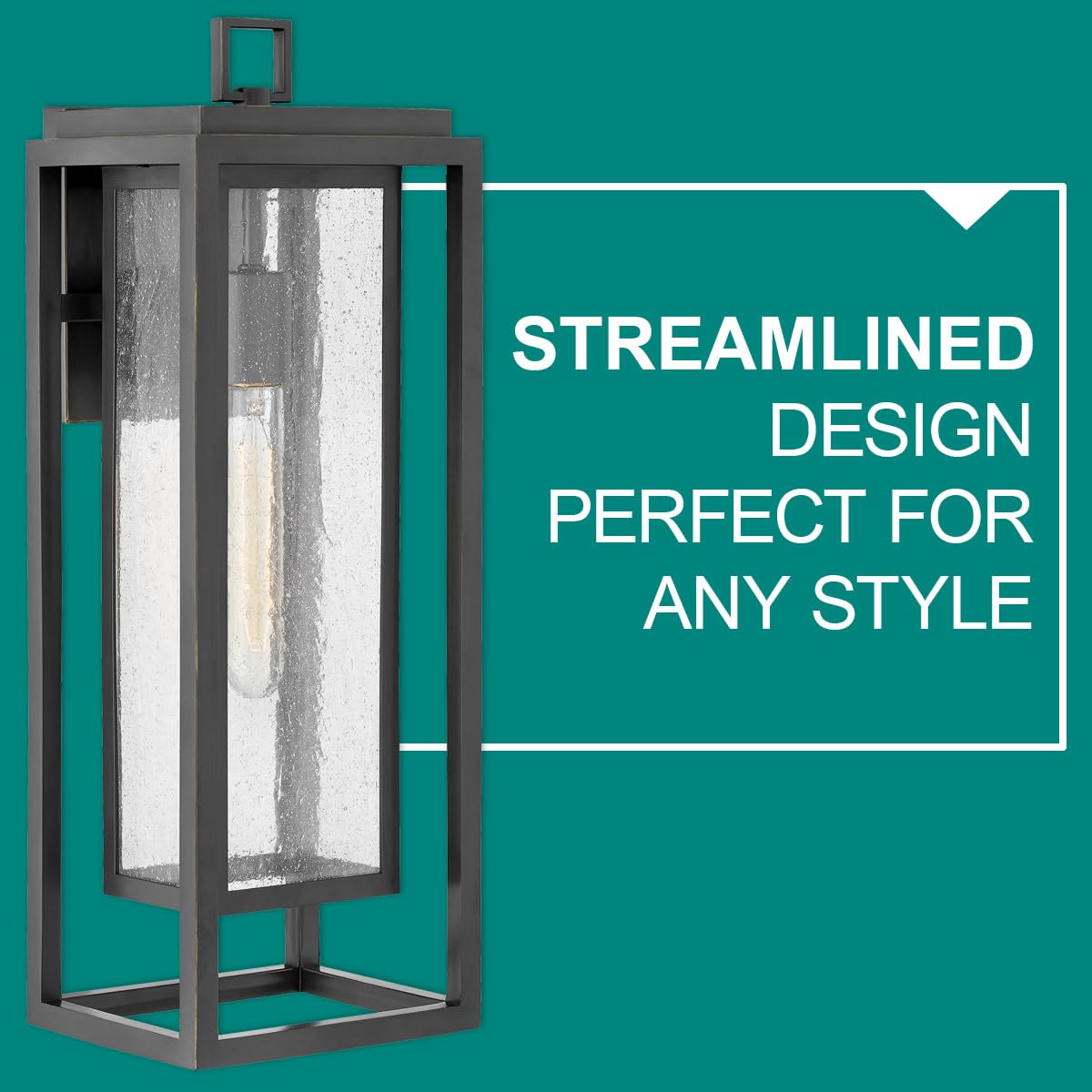Hinkley Republic 1005OZ Large Outdoor Wall Mount Lantern - Transitional Modern Double Frame Design, Oil Rubbed Bronze - Coastal Elements Collection - Perfect for Porch, Patio, Garden and Entryway Lighting