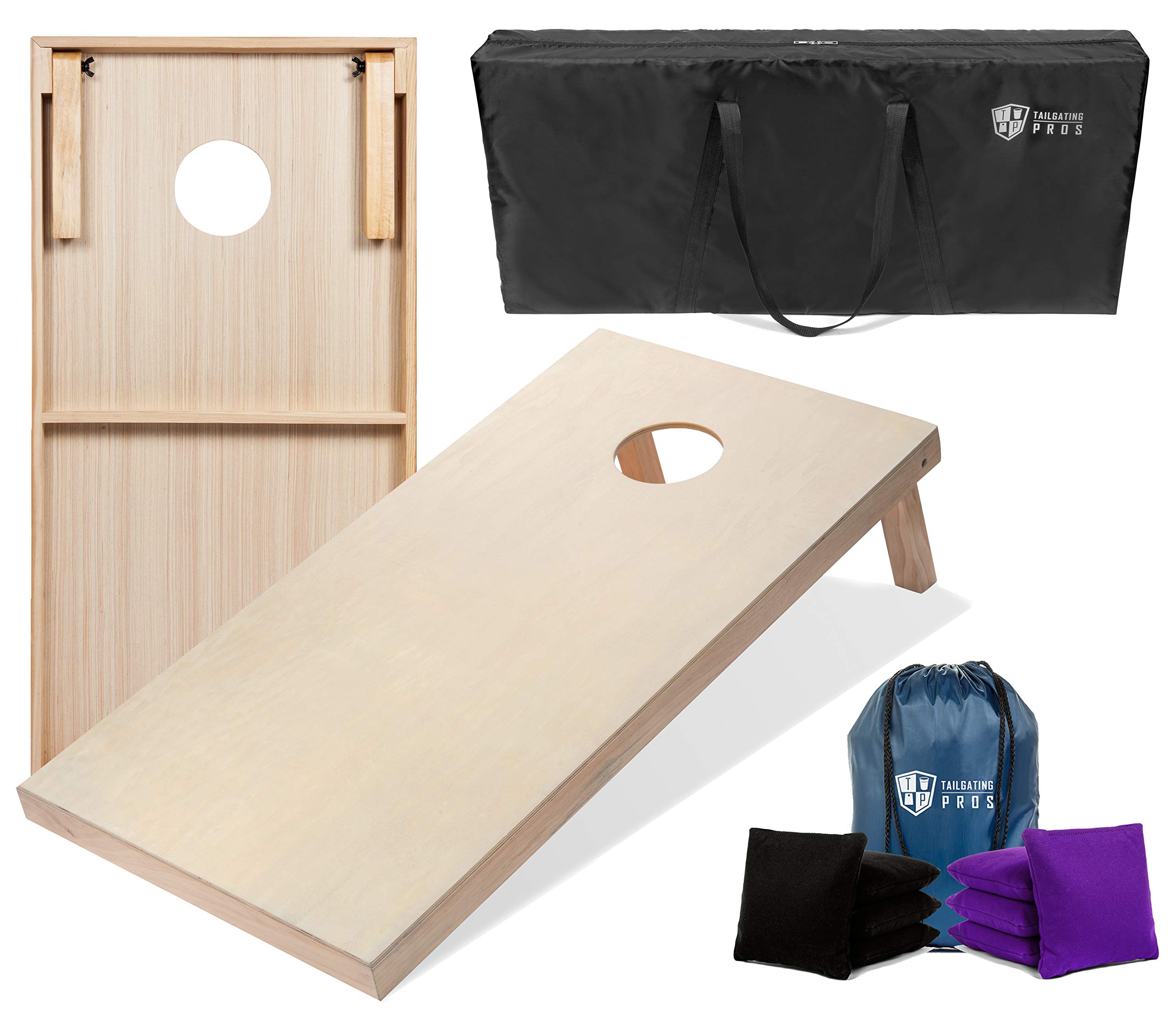 Premium Cornhole Game Set - 4'x2' & 3'x2' Regulation Size Boards with 8 Bean Bags & Carry Case - 150+ Color Options (LED Lights Available) - Perfect for Backyard Parties, Tailgating, and Outdoor Family Fun