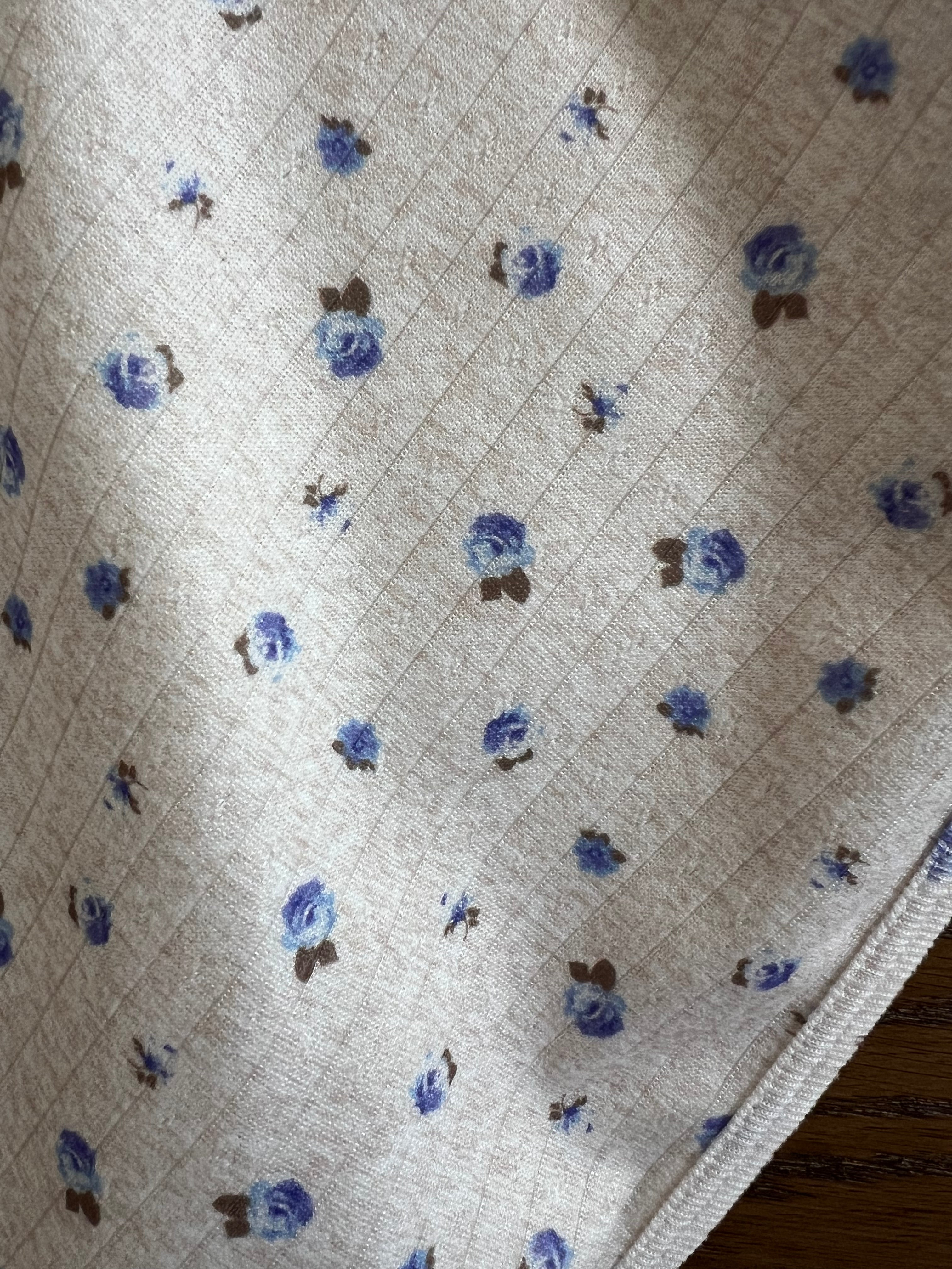 Lavender Oatmeal Pointelle Floral Print Women's Top - Soft Breathable Blouse for Spring Summer Casual Wear | Perfect for Office, Date Night & Weekend Outings
