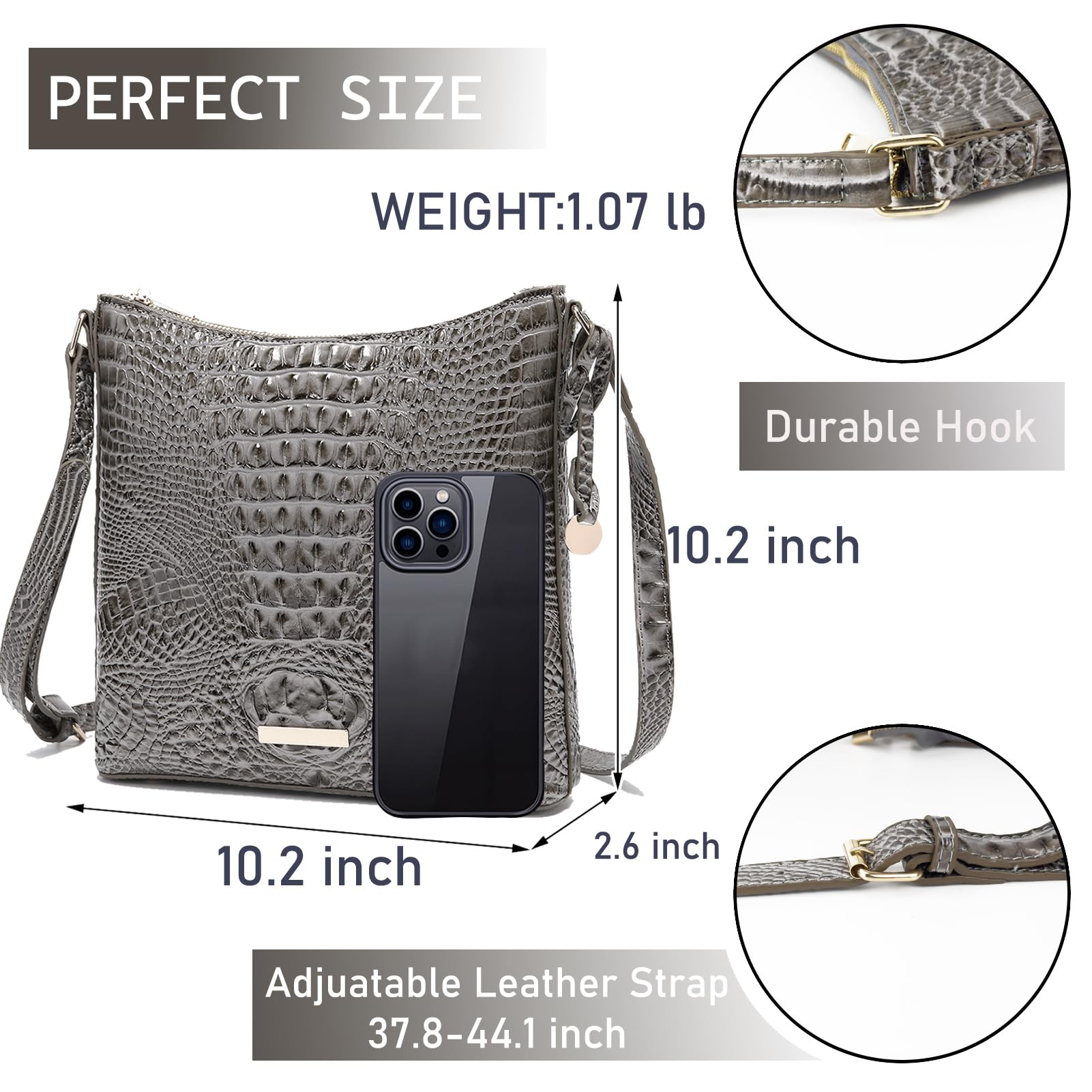 Trendy Women's Crocodile Embossed Leather Shoulder Bag - Fashionable Crossbody Purse for Daily Use, Work & Evening Out