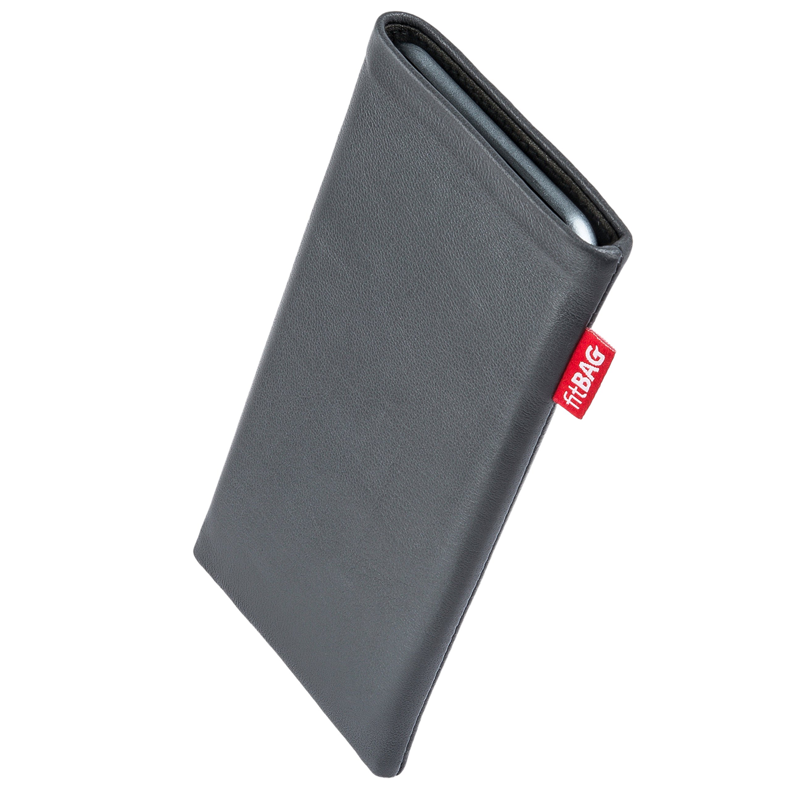 Premium Gray Custom Tailored Sleeve for Apple iPhone 8 Plus | German-Made Genuine Nappa Leather Pouch Case with Microfiber Lining | Perfect for Display Cleaning & Everyday Protection | Ideal for Business Professionals & Travelers