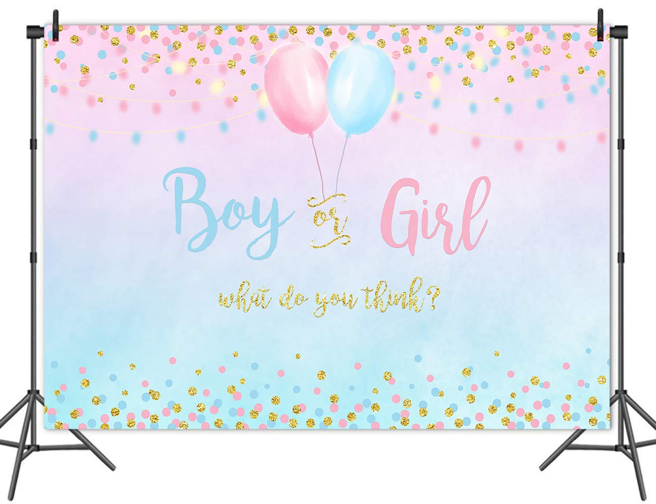 Blue & Pink Gender Reveal Party Decorations - 5x3ft (60x36 inch) Baby Shower Backdrop with Dots Balloons for Boy or Girl Announcement - Perfect for Gender Reveal Parties, Baby Showers & Nursery Decorations