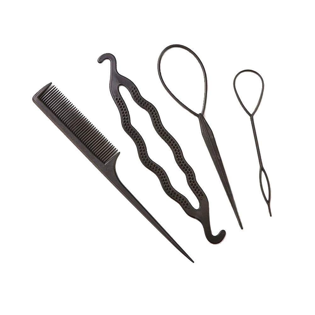 APSAMBR-4 Piece Bun Clip Hair Donut Maker Set - Magic Twist & Tie Curler Sponge for Perfect Buns | Hair Styling Tool for Women & Girls | Great for Weddings, Prom & Everyday Hairstyles