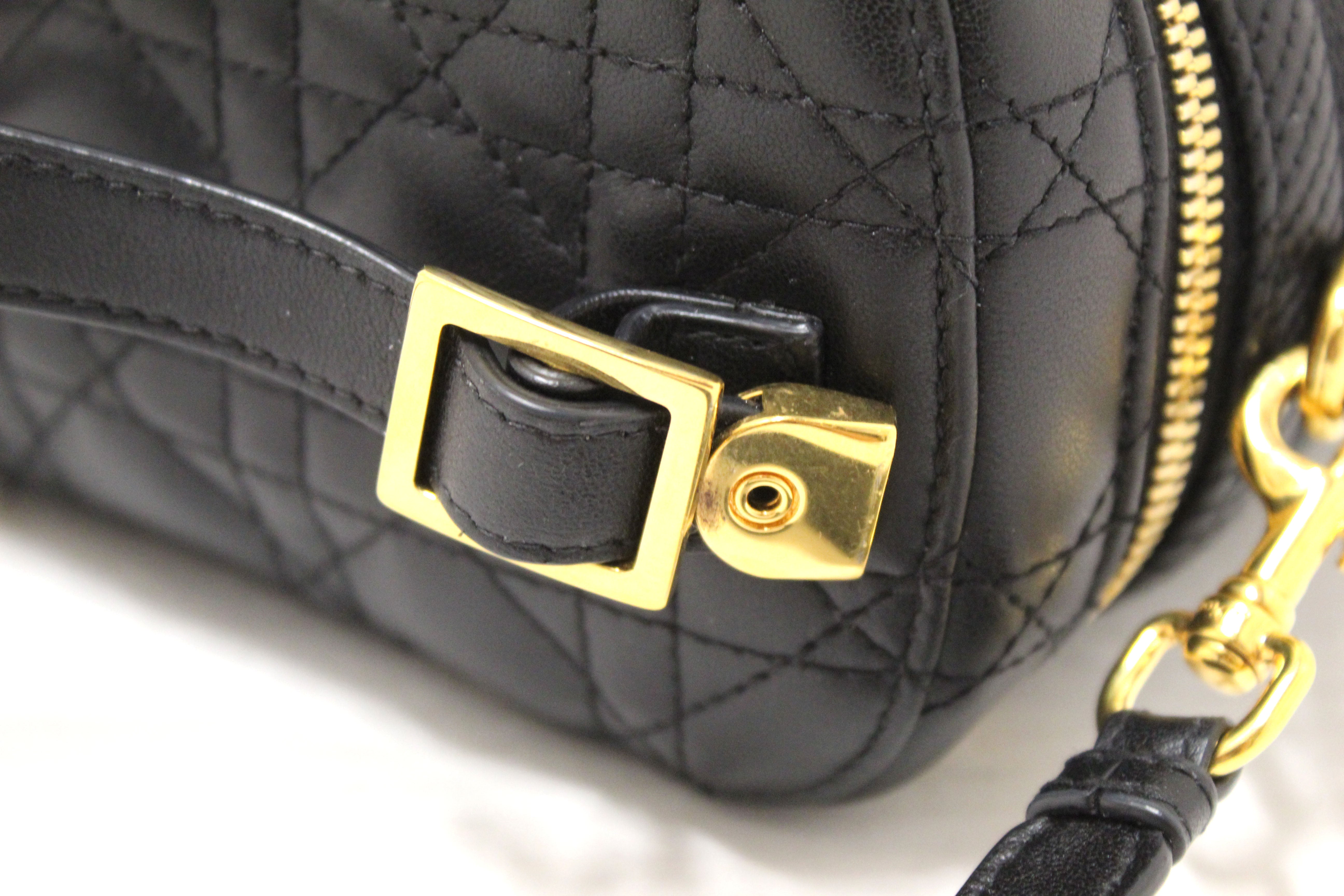 Authentic Christian Dior Black Lambskin Small Diortravel Vanity Case Crossbody Bag | Luxury Designer Handbag for Women | Perfect for Travel, Parties & Everyday Use