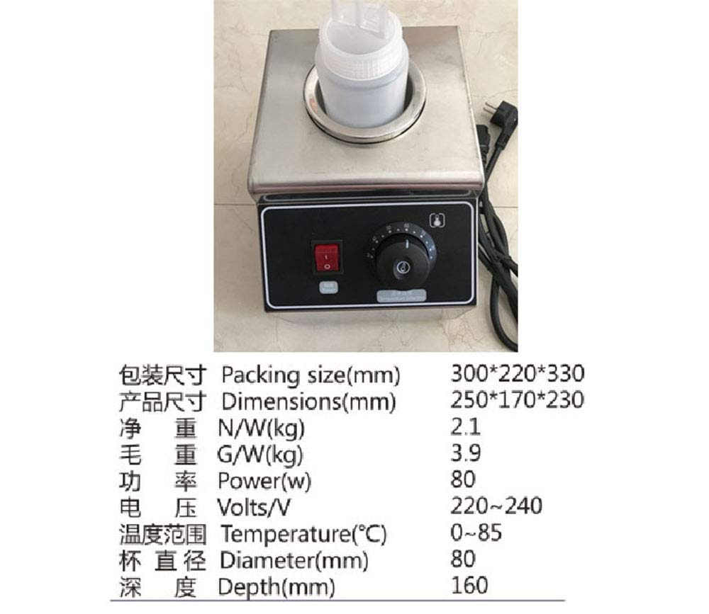 220V Commercial Electric Sauce Warmer - Stainless Steel Anti-Corrosion Bottle Heater for Cheese, Chocolate & Soy Sauce (1 Head) - Perfect for Restaurants, Cafes & Catering Services