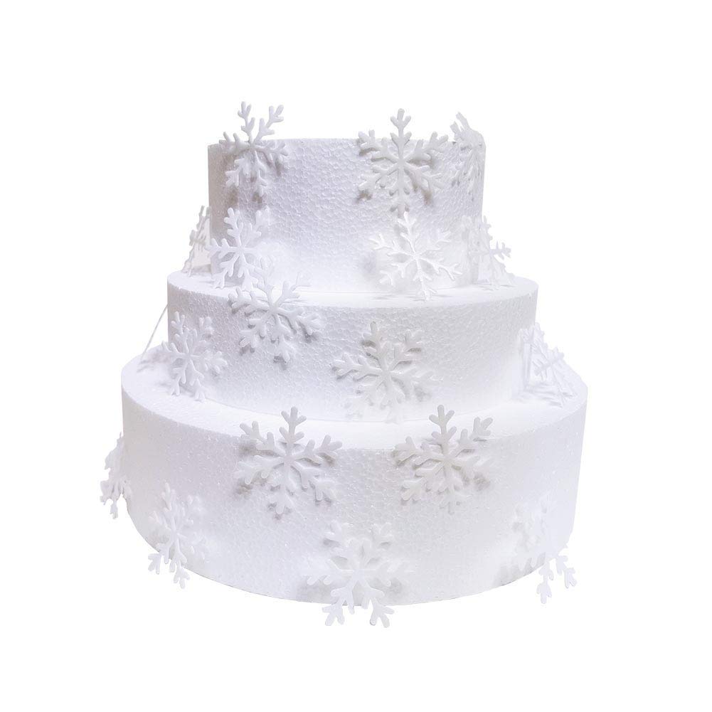 50pcs Edible Snowflake Cake Toppers - White Winter Cupcake Decorations for Frozen Themed Parties, Christmas Desserts & Holiday Baking