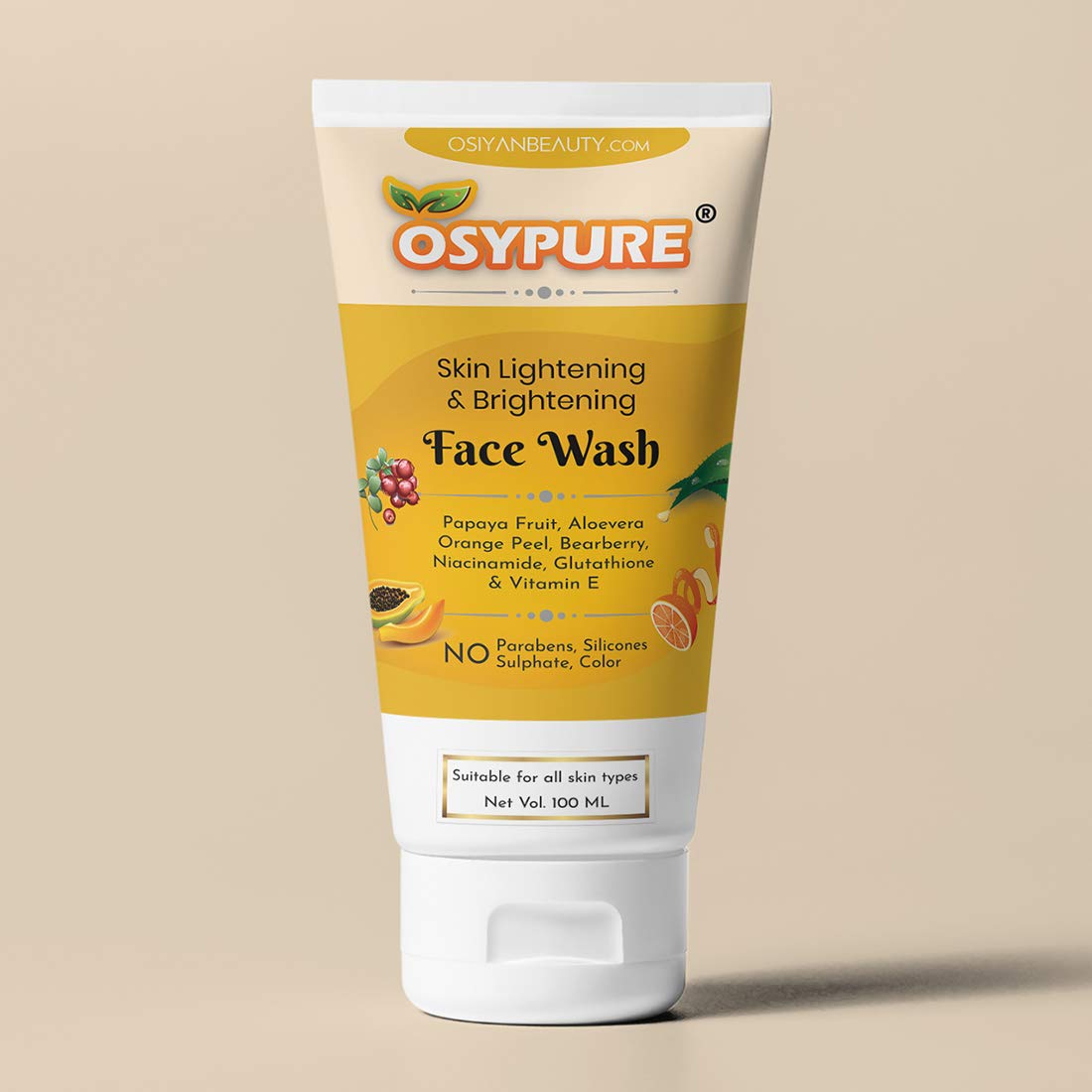 Osypure Skin Lightening & Brightening Face Wash for Glowing Complexion - Gentle Cleanser for Dark Spots, Hyperpigmentation & Uneven Skin Tone - Perfect for Daily Skincare Routine & Radiant Skin