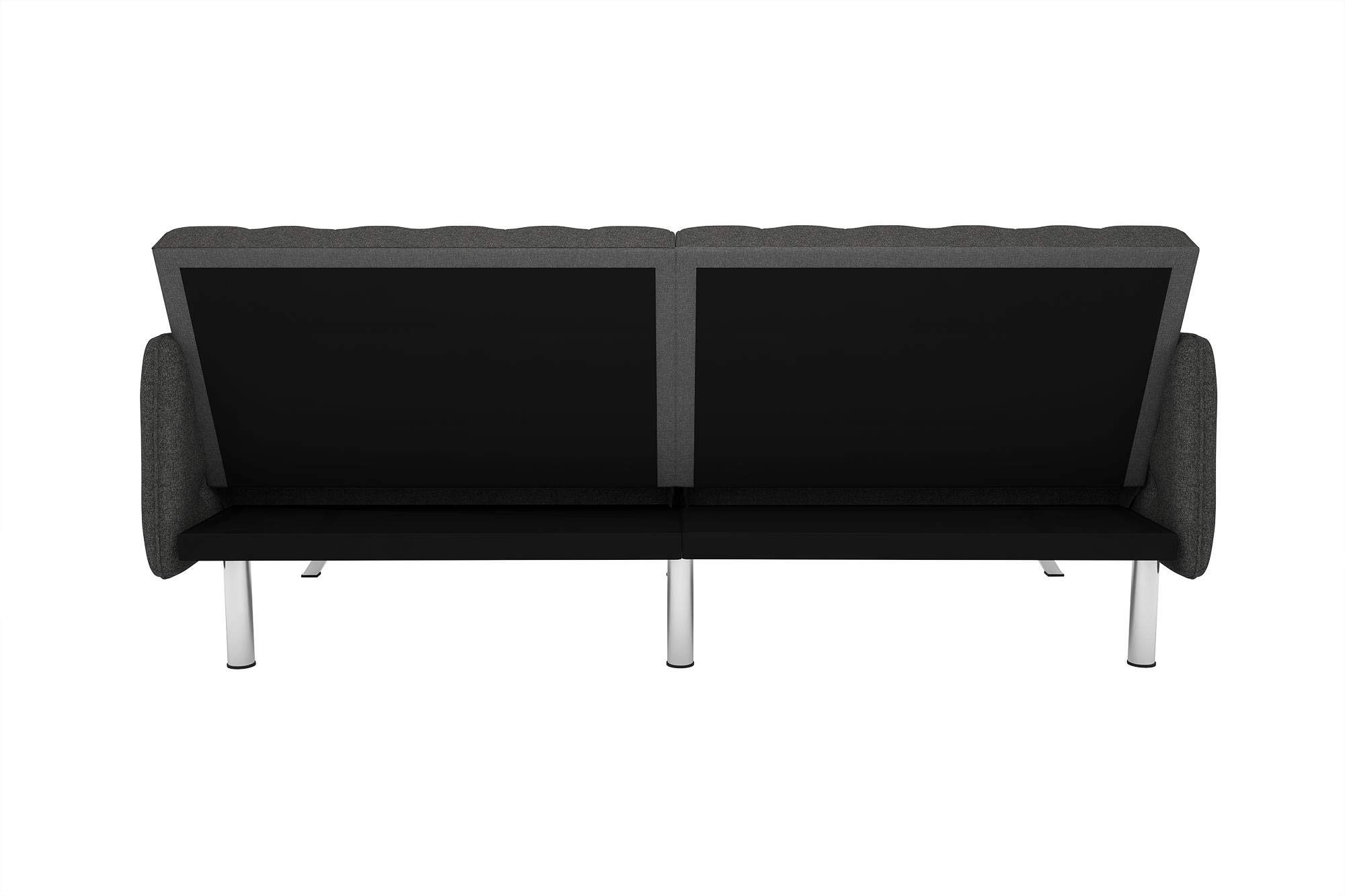 DHP Emily Convertible Futon and Sofa Sleeper - Grey Linen Upholstered Multi-Functional Couch Bed for Small Spaces | Perfect for Apartments, Guest Rooms & Home Offices