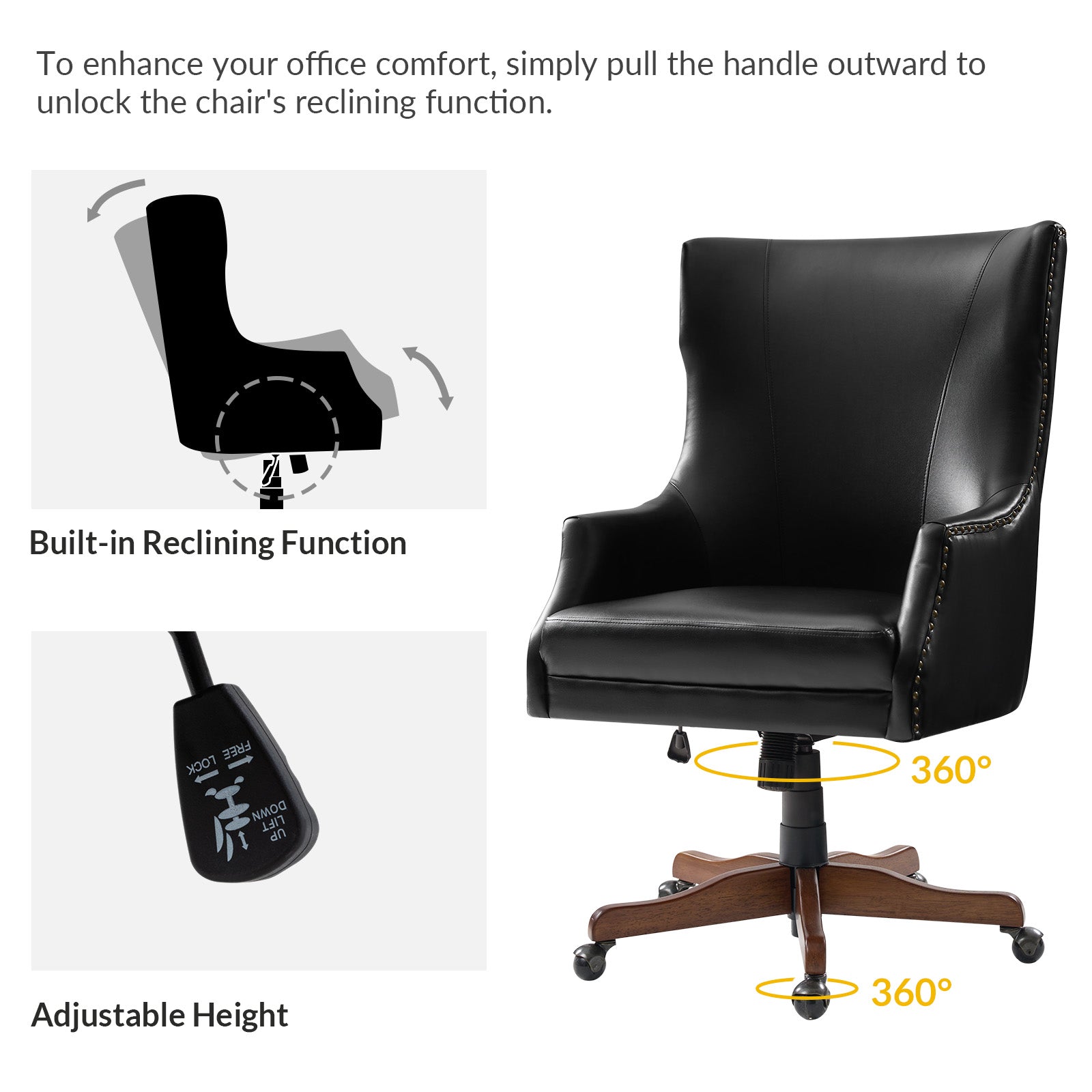 Caesar Classic Modern Office Chair with Elegant Copper Nailheads - Ergonomic Executive Desk Chair for Home & Office Workspace - Perfect for Professionals, Gamers and Remote Workers
