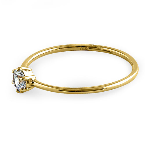 14K Solid Yellow Gold Round CZ Solitaire Engagement Ring for Women - Perfect for Proposals, Weddings & Anniversary Gifts