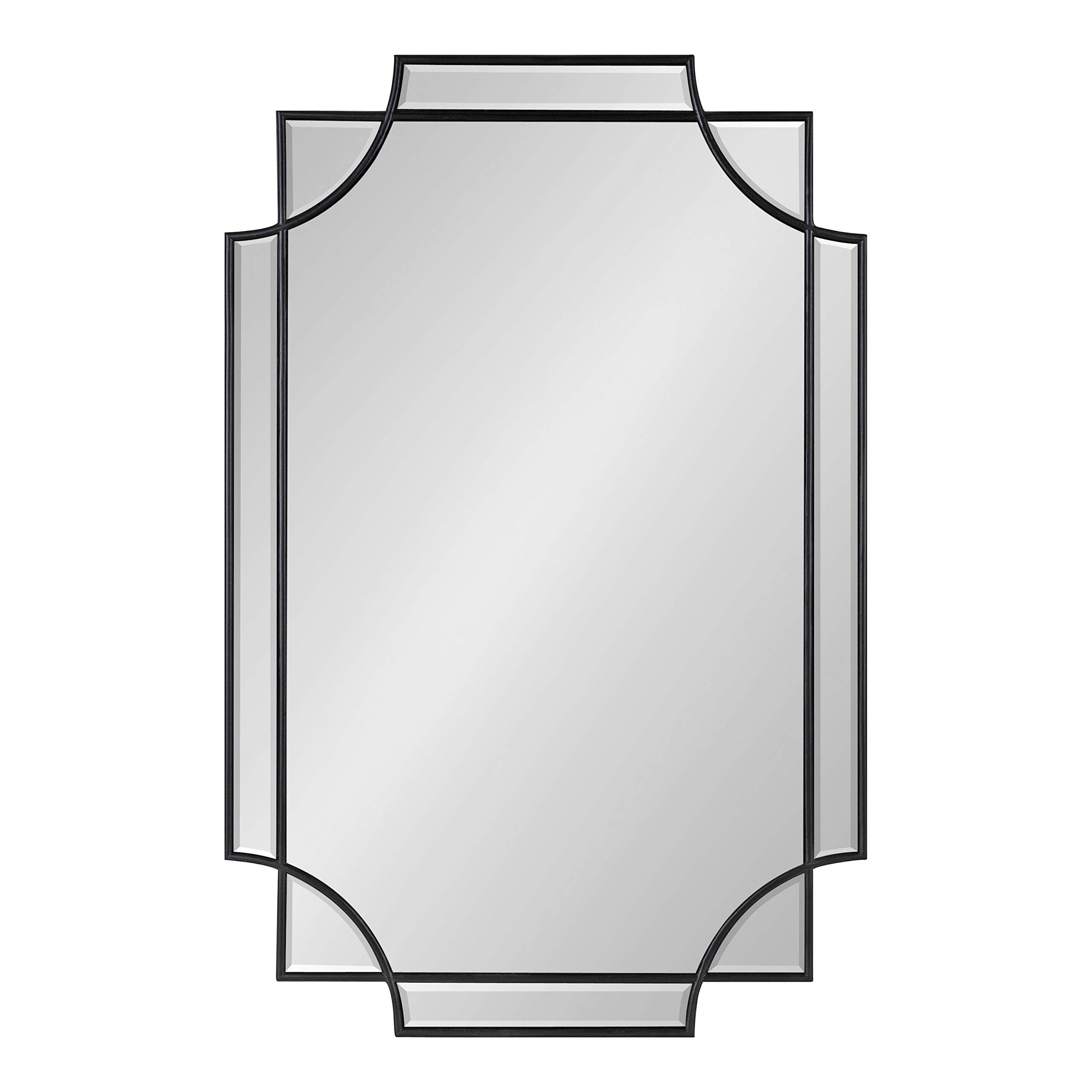 Kate and Laurel Minuette Glam Wall Mirror - 24x36 Inches Black Traditional Boho Decor for Living Room, Bedroom & Entryway