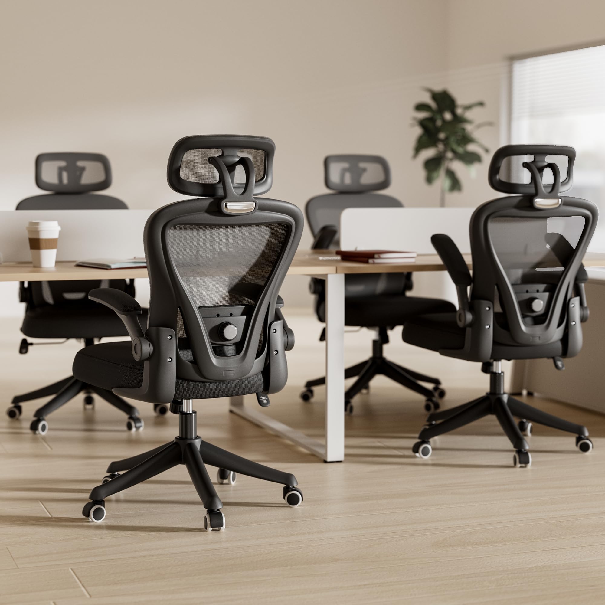 Ergonomic Office Chair M903 - High Back Mesh Computer Chair with Adjustable Lumbar Support, Headrest & Wheels - Comfortable Desk Chair for Home Office, Gaming & Workspace (Black)
