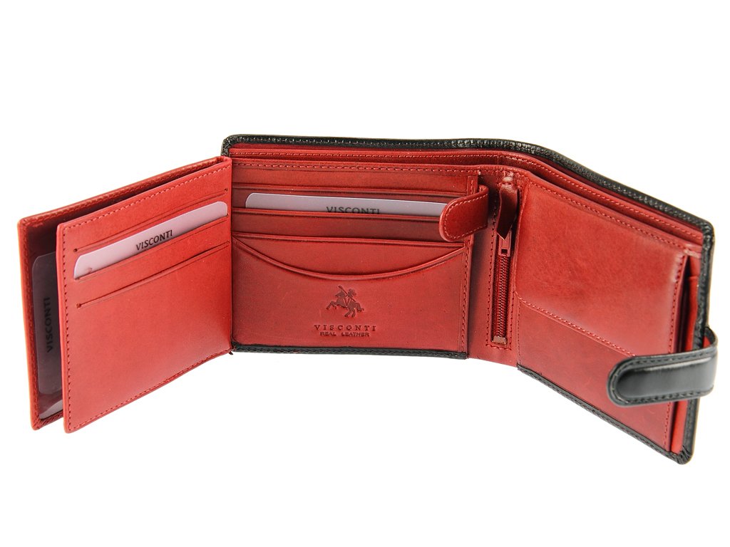Visconti TR-35 Classic Tri-Fold Leather Wallet with ID Window & Coin Pocket - Black | Slim RFID Blocking Bifold Wallet for Men, Perfect for Everyday Carry & Business Use