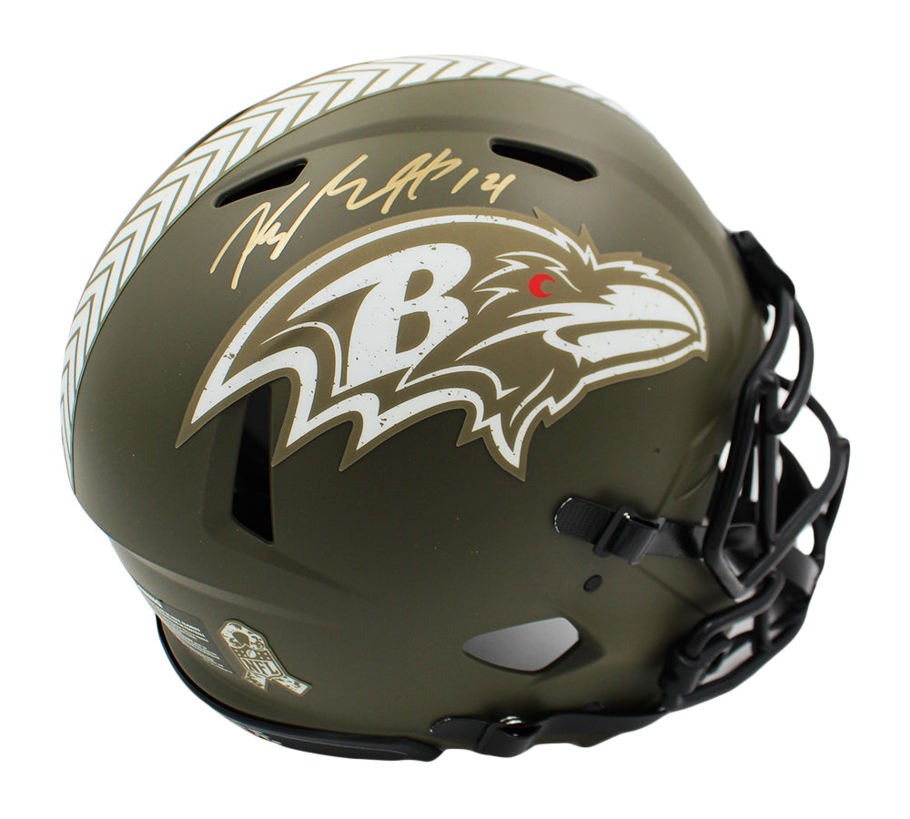 Kyle Hamilton Autographed Baltimore Ravens NFL Helmet - Limited Edition Salute to Service Speed Authentic - Perfect for Collectors, Fans, and Game Room Displays
