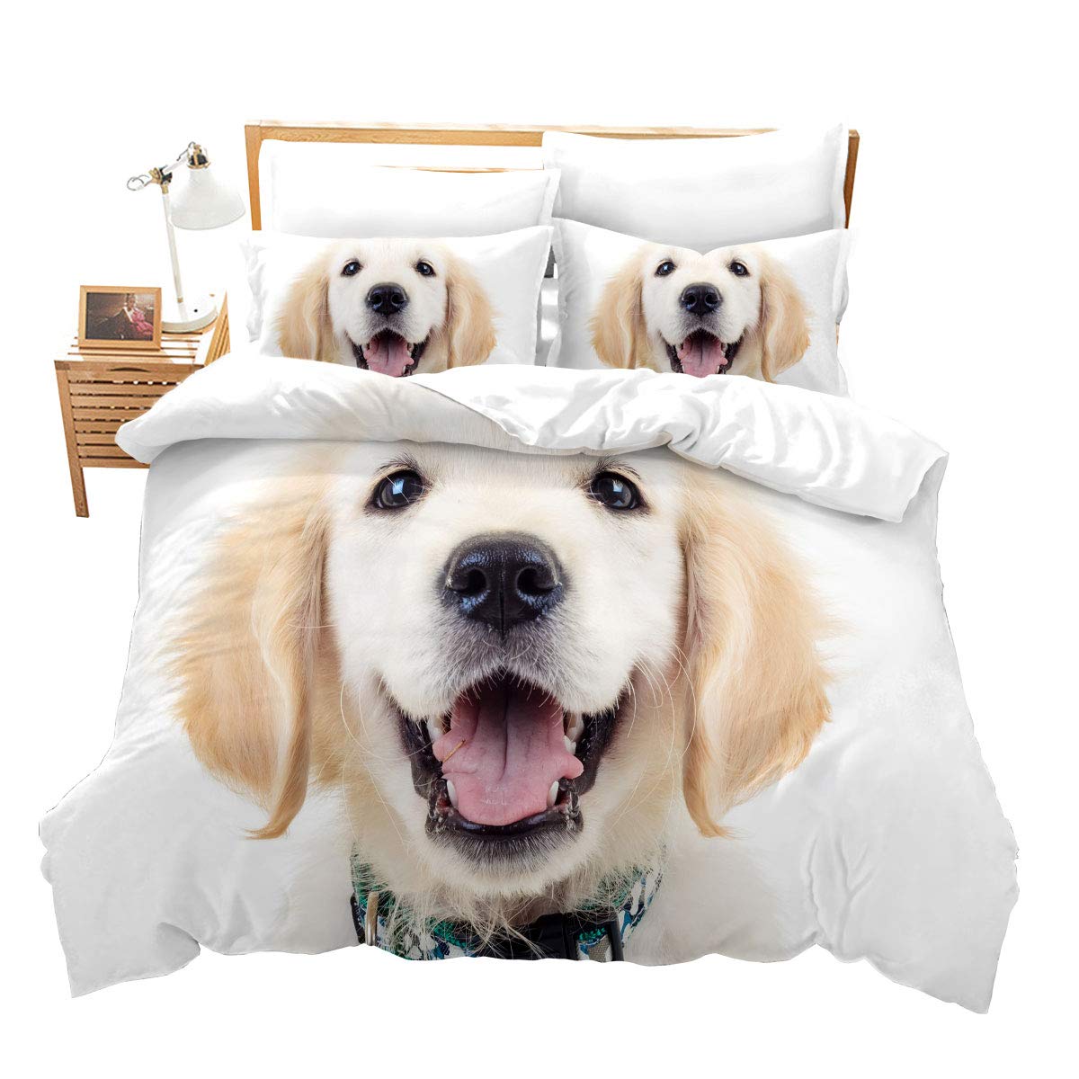 Labrador Dog Bedding Set Twin Size - Soft Microfiber Comforter Cover with Pillow Sham for Kids & Teens - Perfect for Pet Lovers' Bedroom Decor
