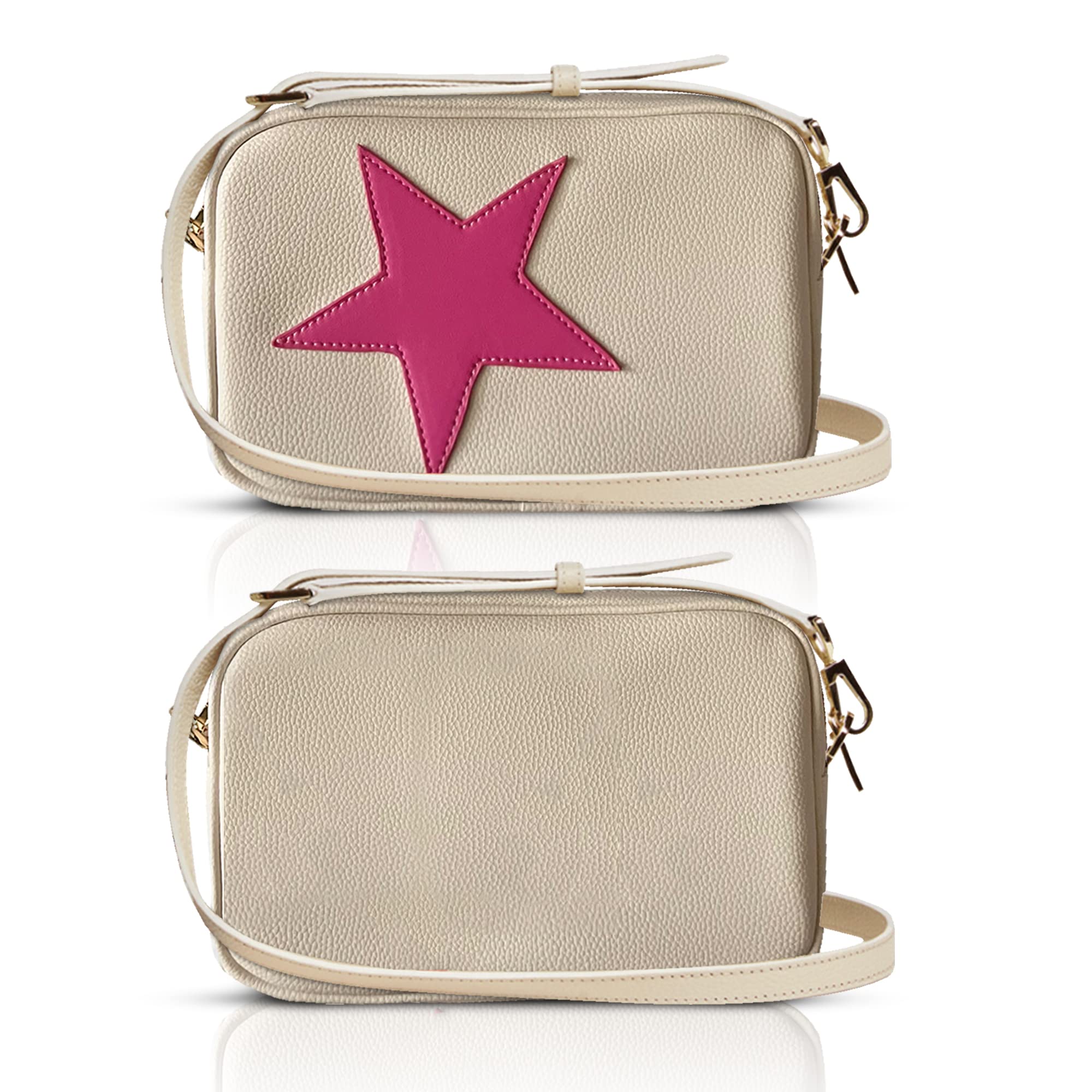 Trendy Pink Star Print Crossbody Bag for Teen Girls - Stylish & Lightweight Purse for School, Shopping & Casual Outings