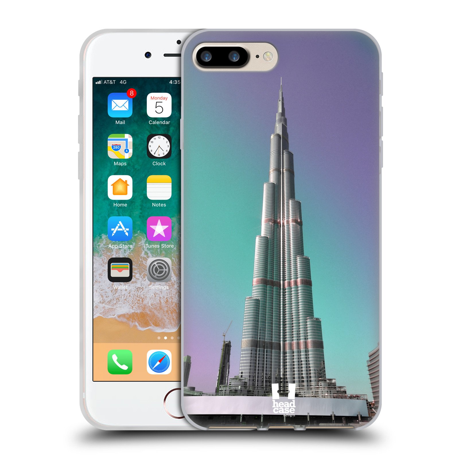 Burj Khalifa Dubai UAE iPhone 7 Plus/8 Plus Soft Gel Case - Best of Places Set 2 by Head Case Designs | Durable Protective Cover for Travel & Everyday Use