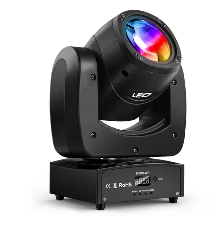 150W LED Moving Head Light with Beam, GOBO, 18-Face Roto Prism - Super Bright DJ Disco Stage Lighting for Clubs, Concerts & Events (90W Single Unit)