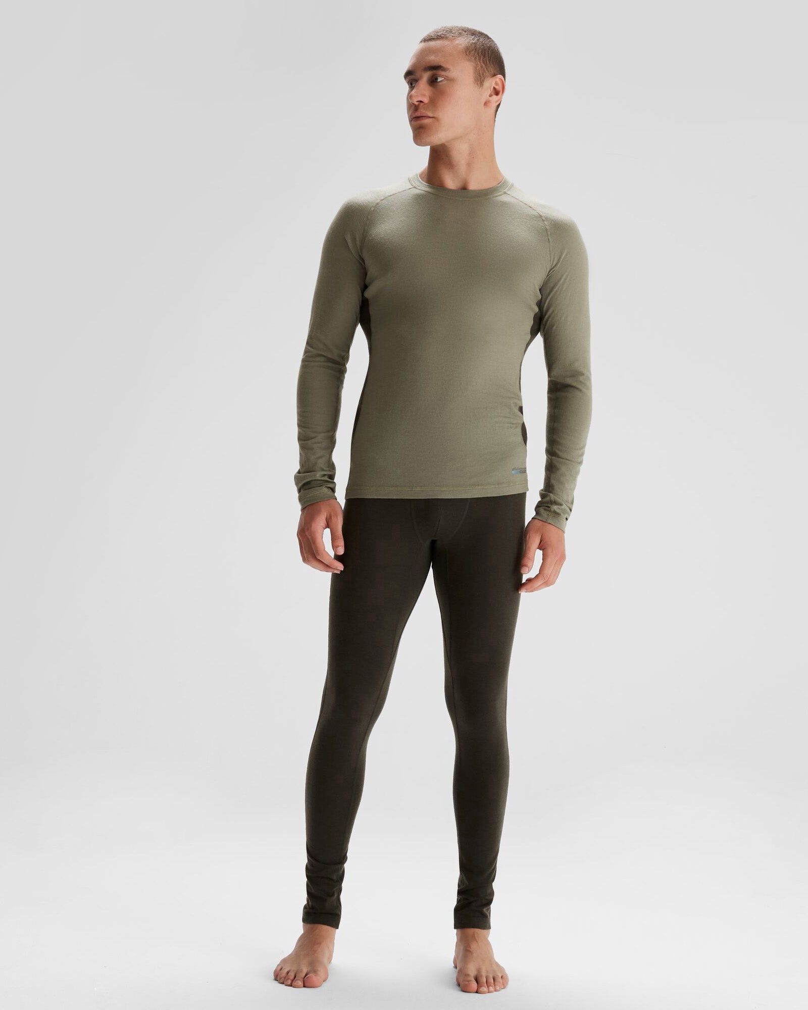 Men's K Merino 125 Baselayer Top - Lightweight Thermal Underwear for Hiking & Outdoor Activities - Beech/Dark Moss Color