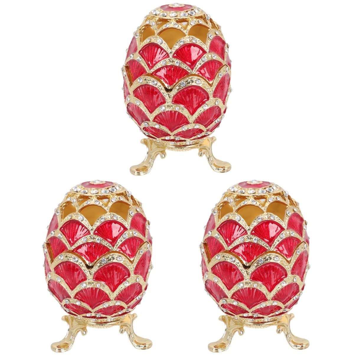 3-Piece Easter Egg Jewelry Box Set - Hinged Egg-Shaped Trinket Box for Rings, Earrings & Small Keepsakes - Perfect for Easter Gifts, Jewelry Storage & Home Decor